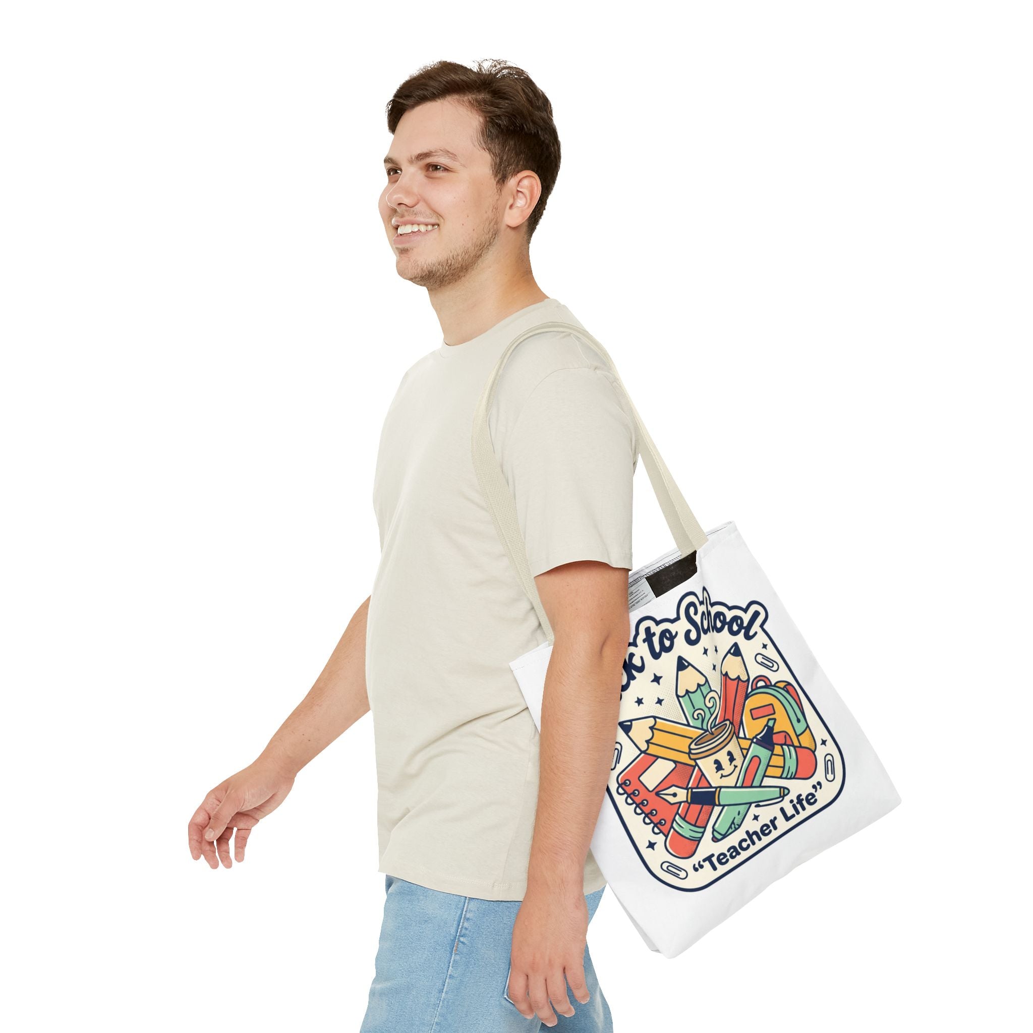 Back to School Teacher Life Tote Bag — Cute Teacher Supplies Print AOP