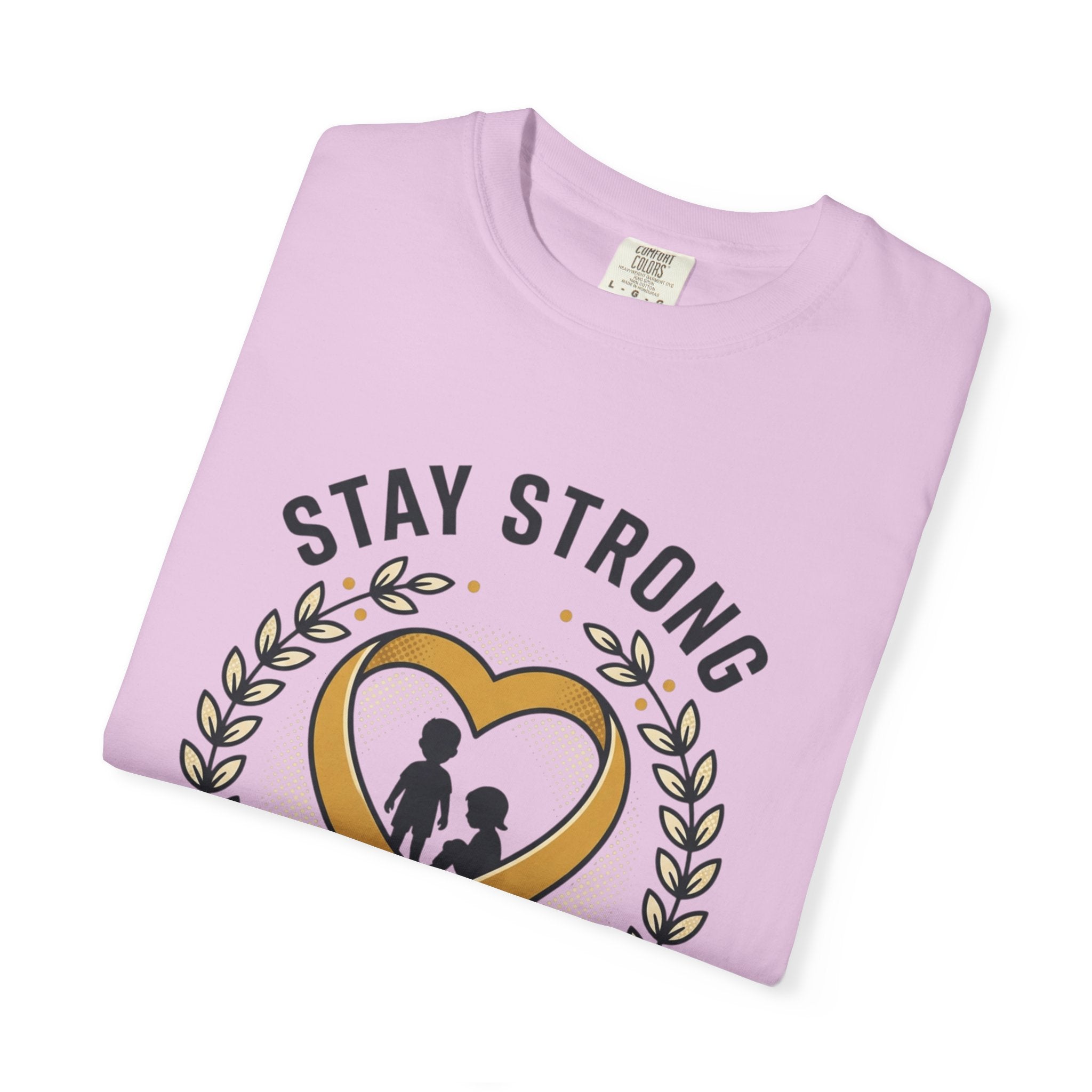 Stay Strong Never Give Up T-Shirt — Childhood Cancer Awareness Ribbon Tee