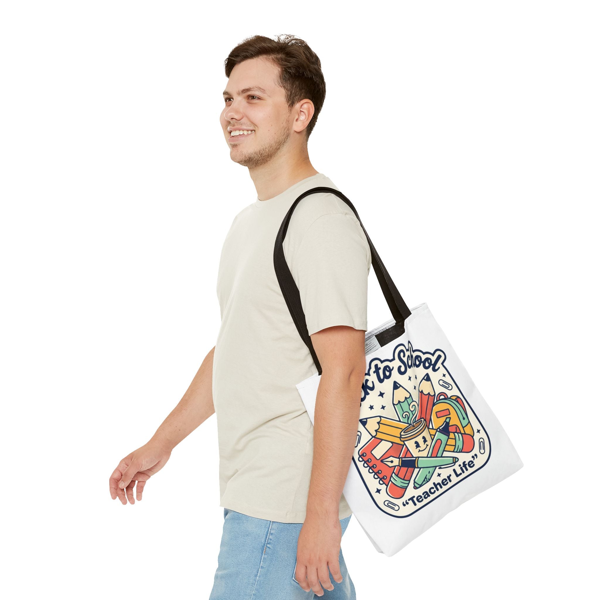 Back to School Teacher Life Tote Bag — Cute Teacher Supplies Print AOP