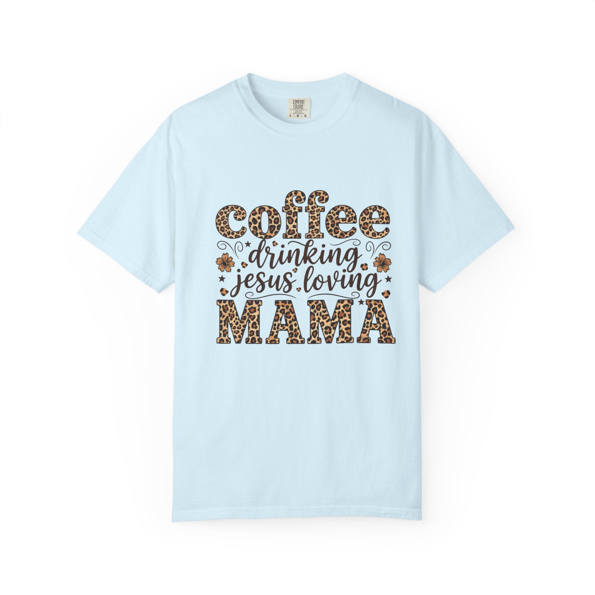 Coffee-Drinking Jesus-Loving Mama T-Shirt — Leopard Print Mom Tee