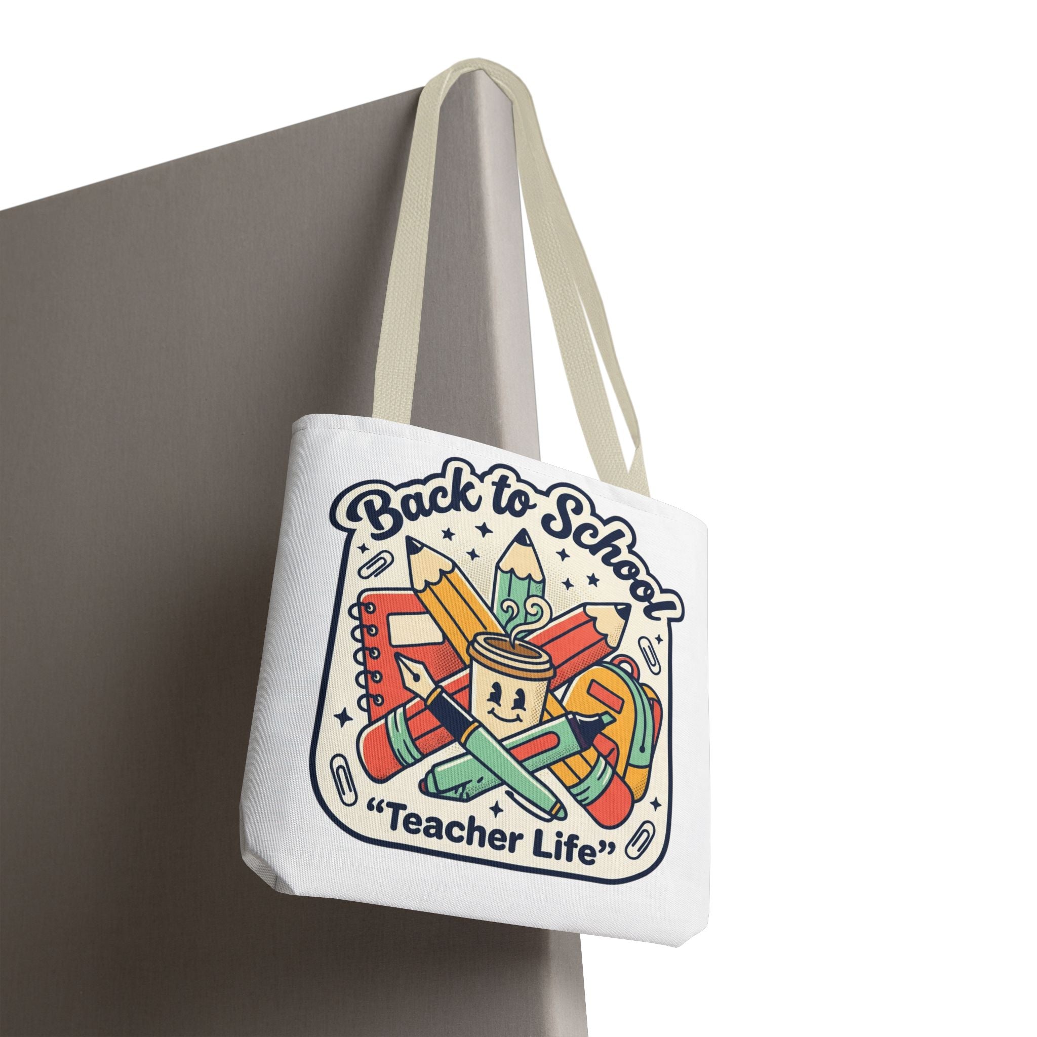Back to School Teacher Life Tote Bag — Cute Teacher Supplies Print AOP