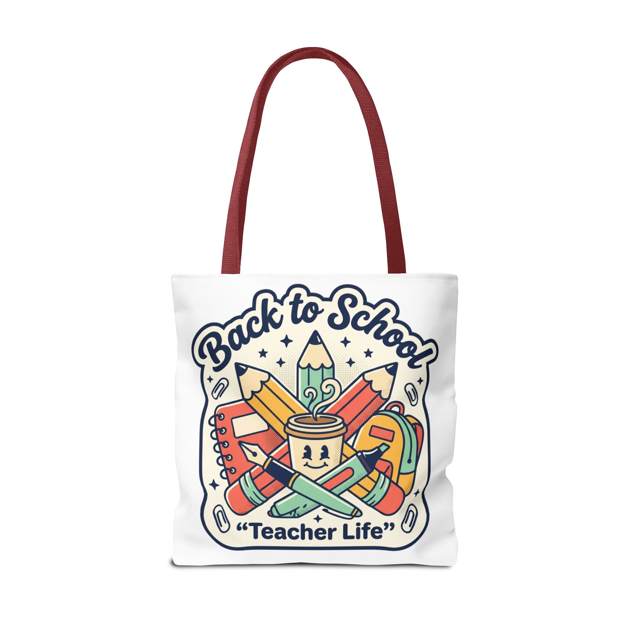 Back to School Teacher Life Tote Bag — Cute Teacher Supplies Print AOP