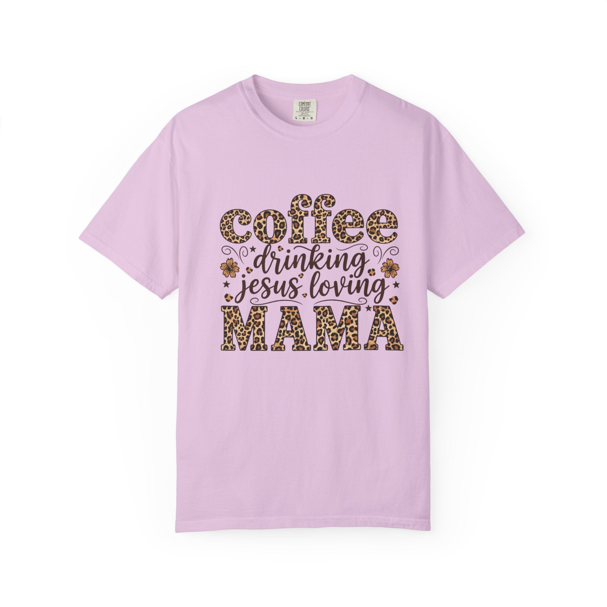 Coffee-Drinking Jesus-Loving Mama T-Shirt — Leopard Print Mom Tee