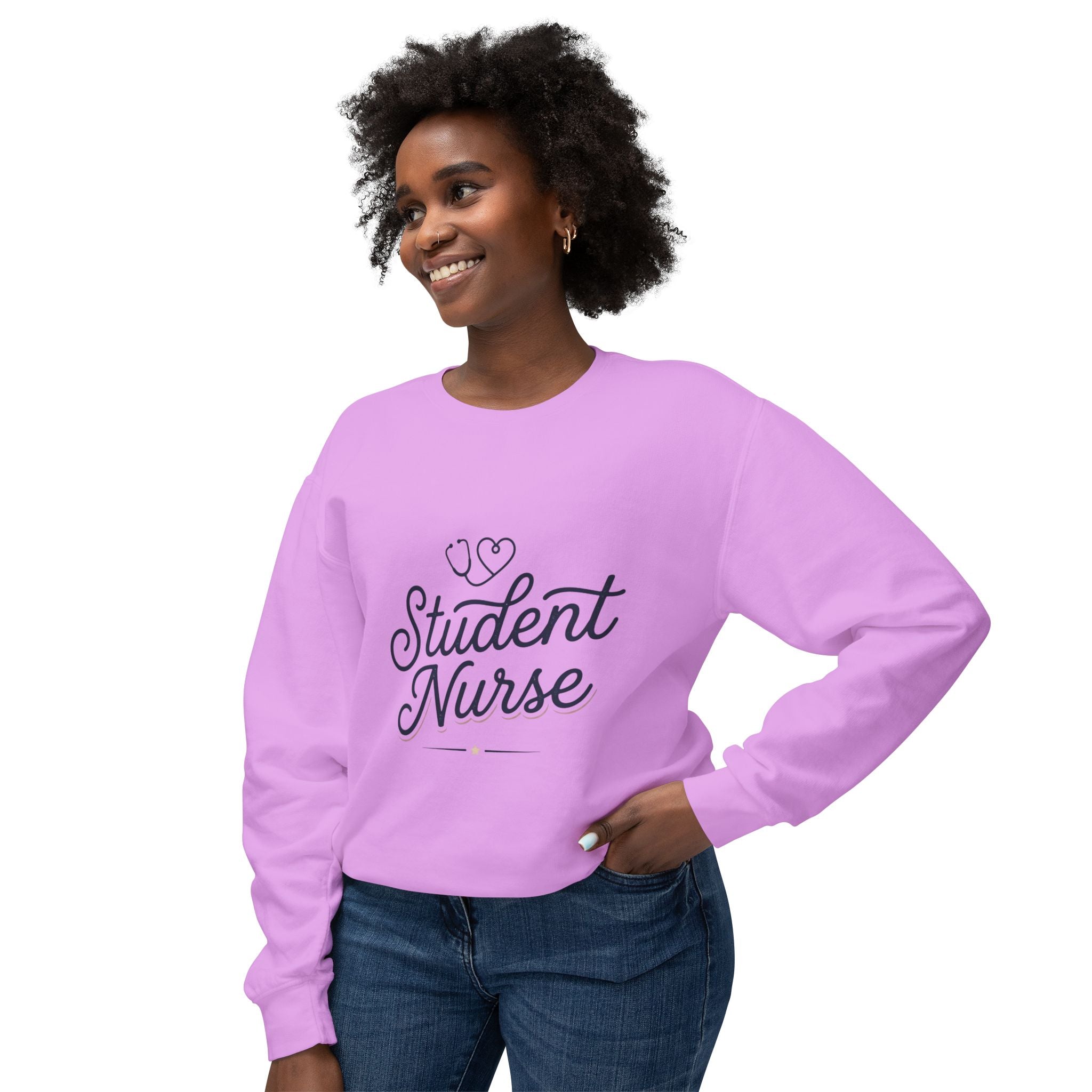Student Nurse Crewneck Sweatshirt — Cute Stethoscope Nursing School Gift