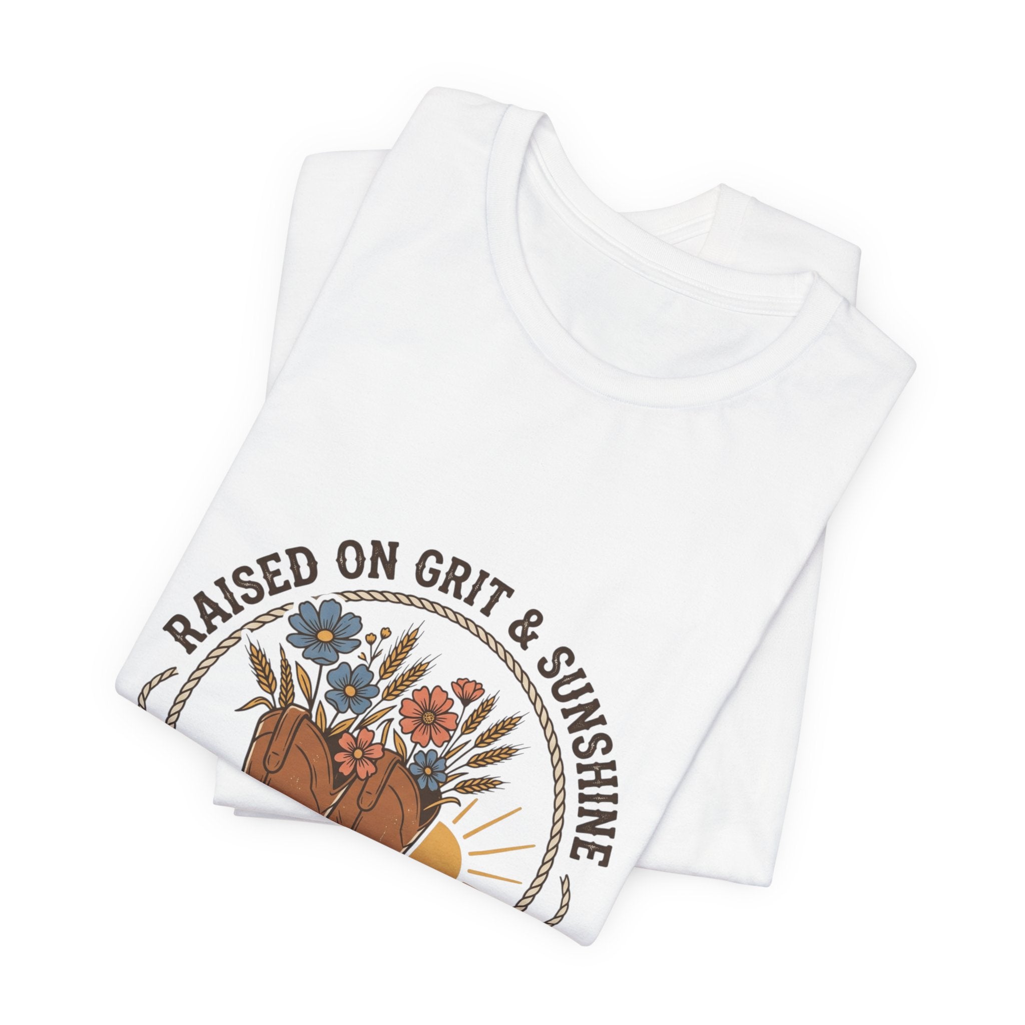 Raised on Grit & Sunshine Tee | Western Cowgirl Ranch Rustic Prairie