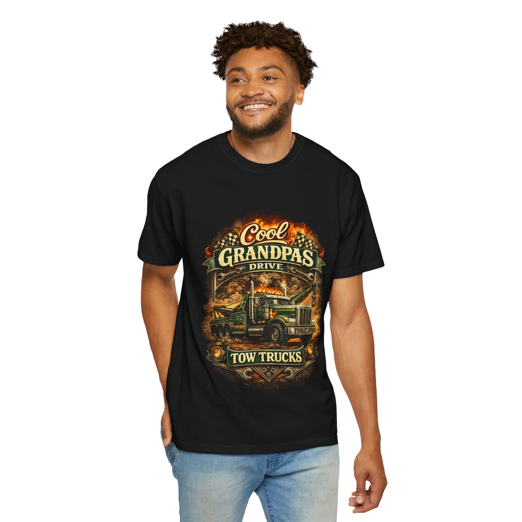 Cool Grandpas Drive Tow Trucks T-Shirt — Vintage Truck Graphic Tee for Grandfather