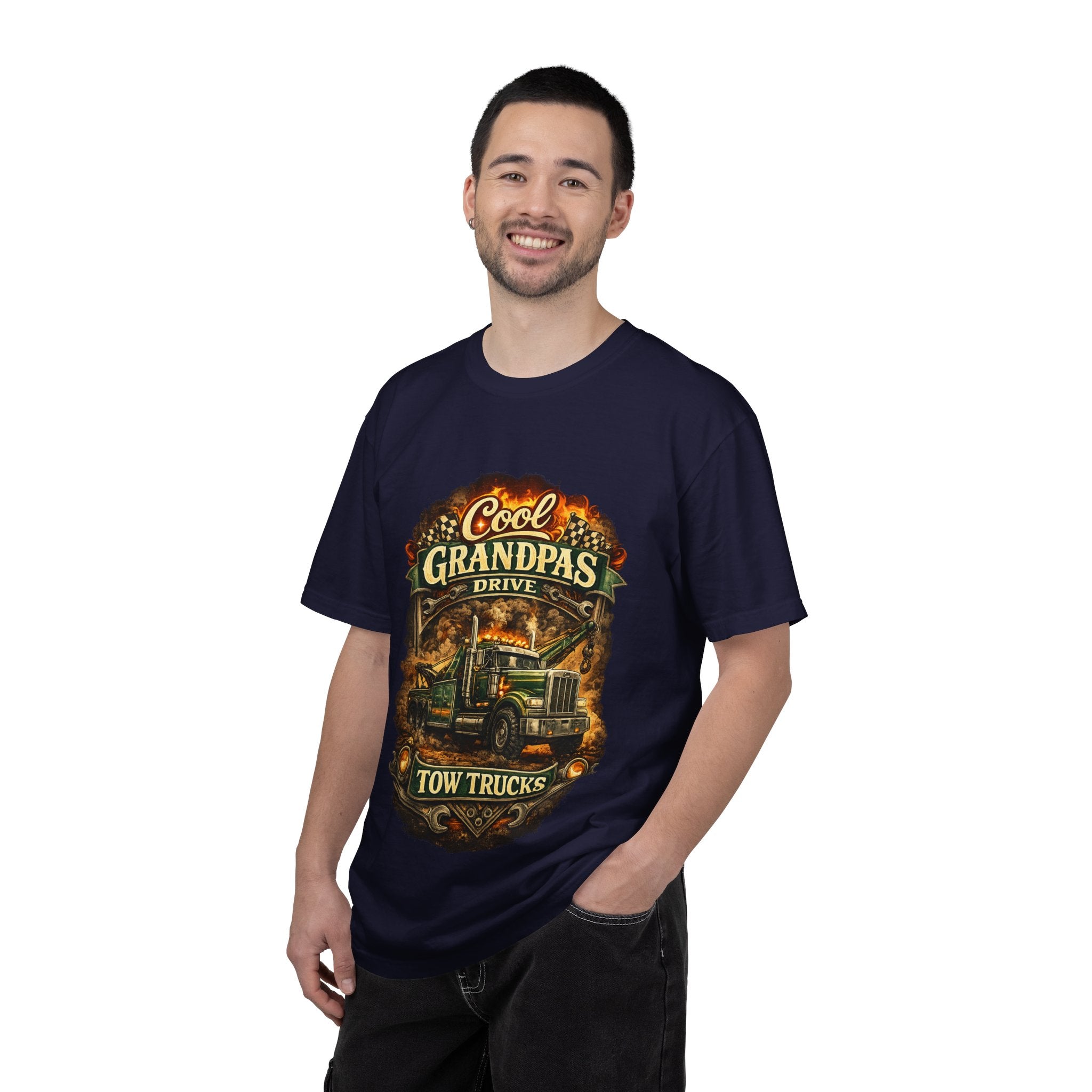 Cool Grandpas Drive Tow Trucks T-Shirt — Vintage Truck Graphic Tee for Grandfather
