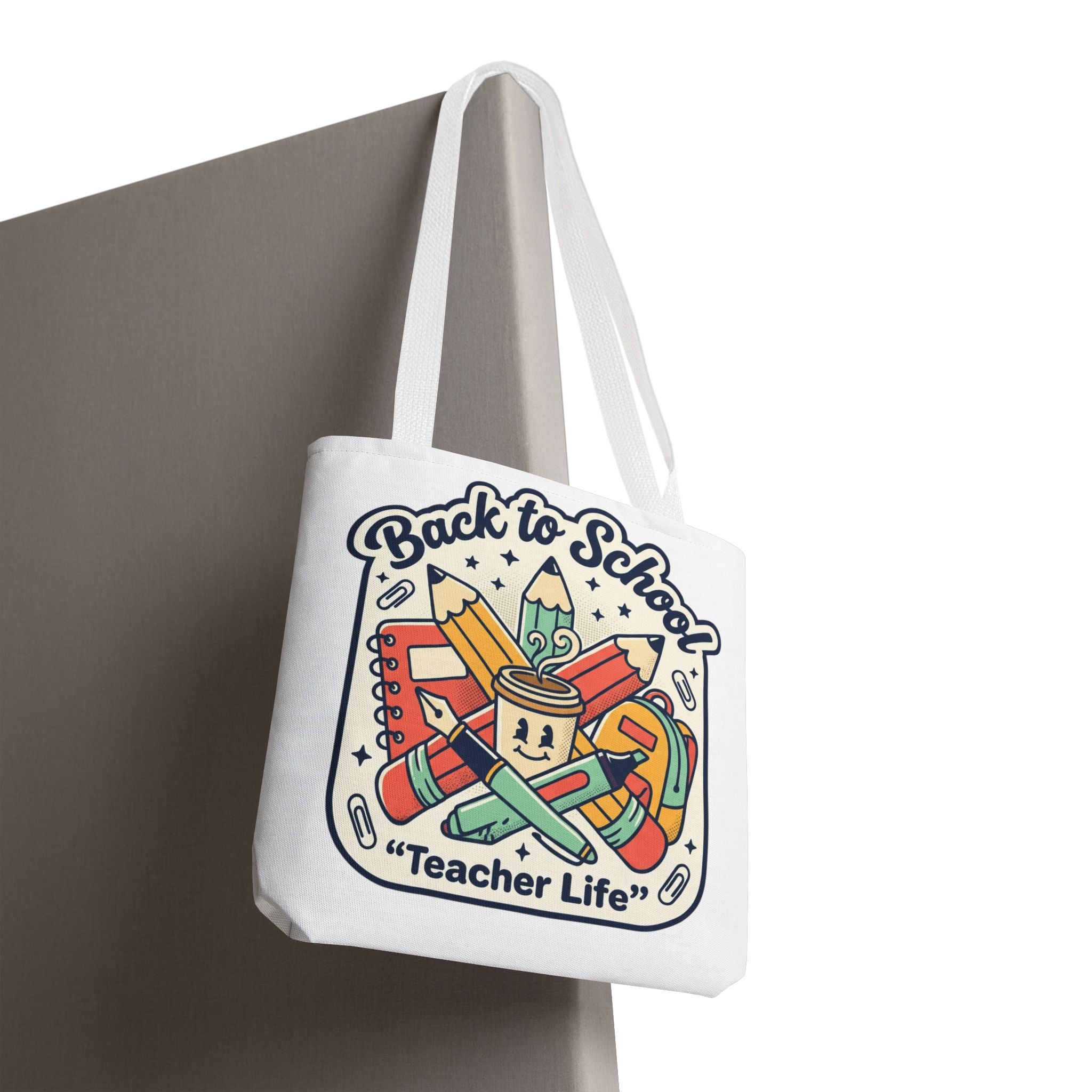 Back to School Teacher Life Tote Bag — Cute Teacher Supplies Print AOP