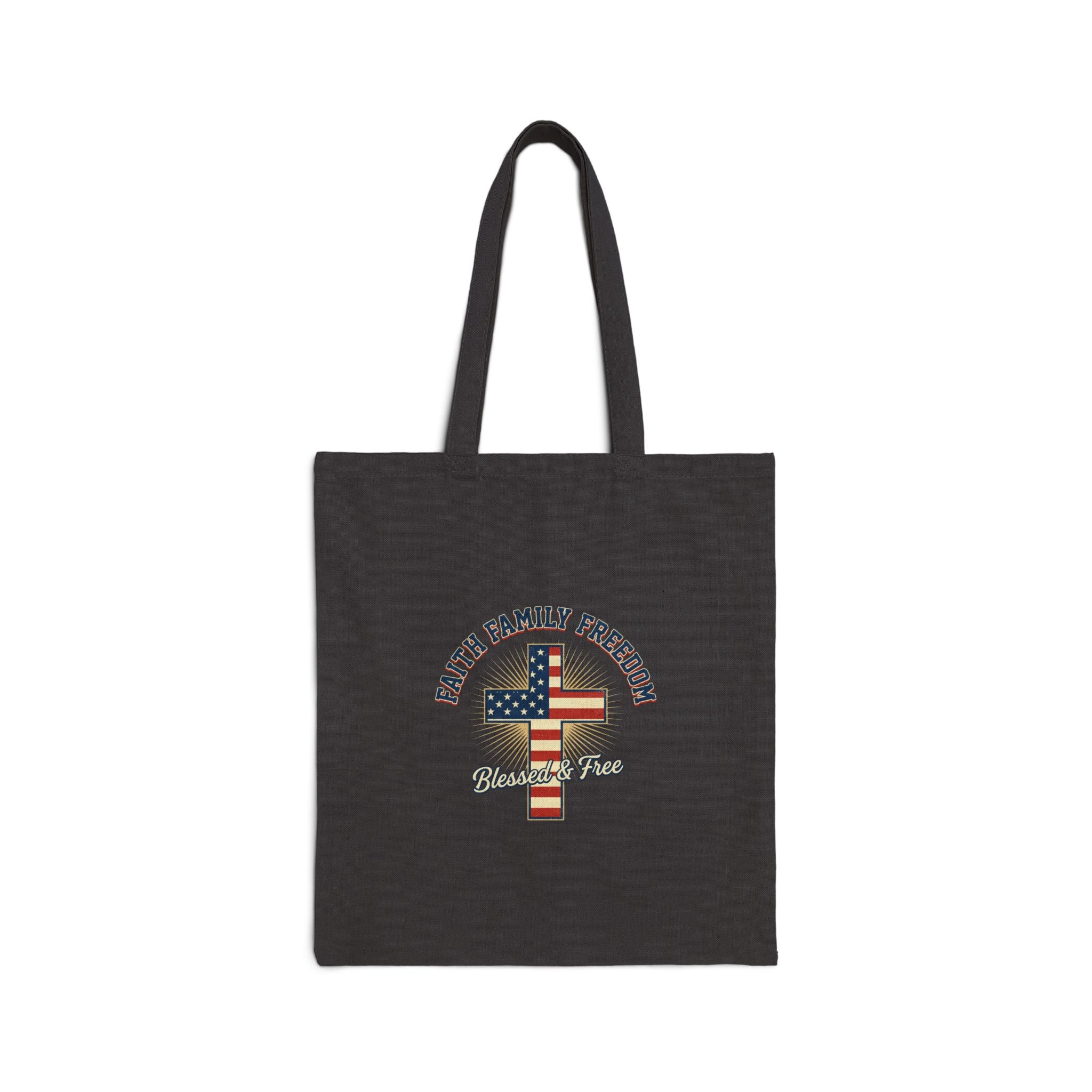 Faith Family Freedom Tote, Patriotic Faith-Based July 4th Vintage Americana