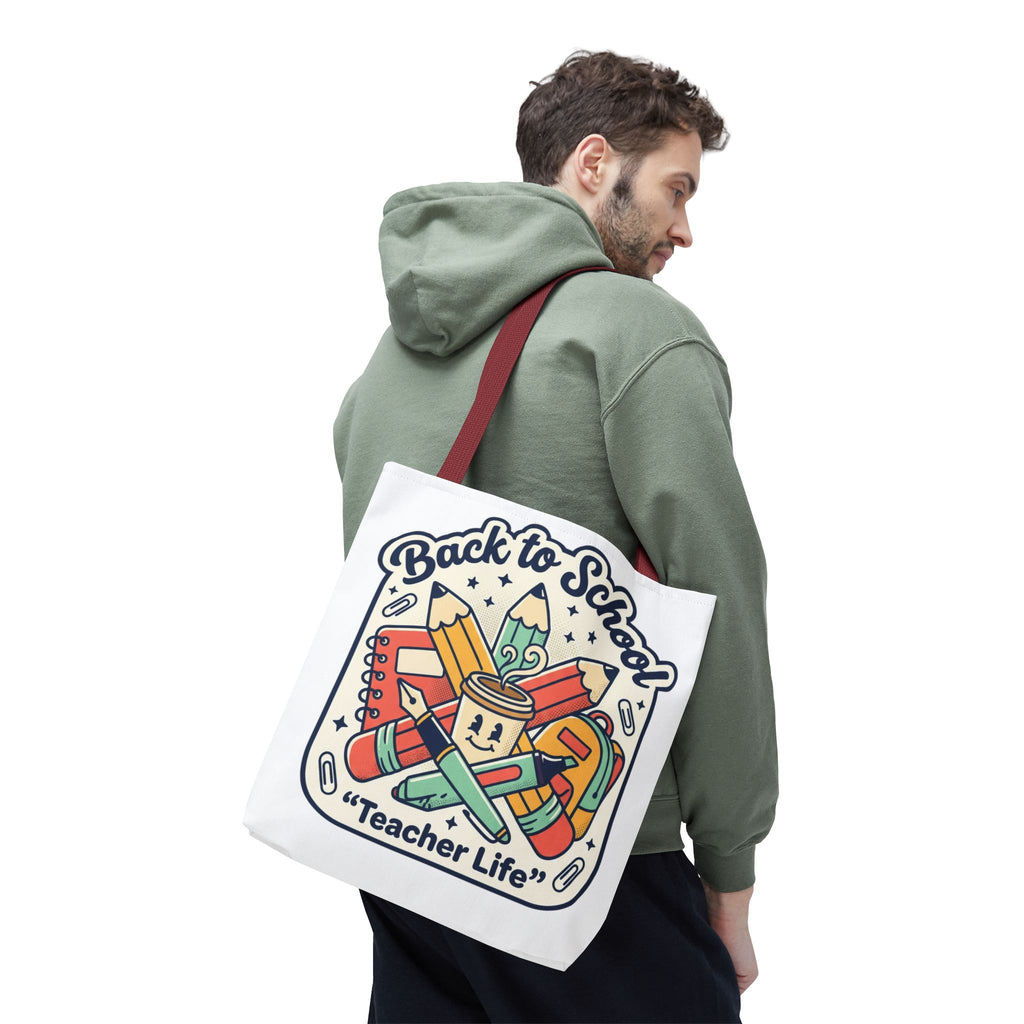 Back to School Teacher Life Tote Bag — Cute Teacher Supplies Print AOP