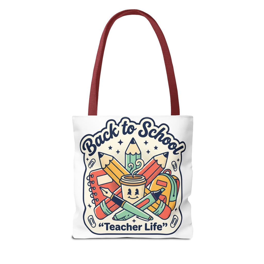 Back to School Teacher Life Tote Bag — Cute Teacher Supplies Print AOP