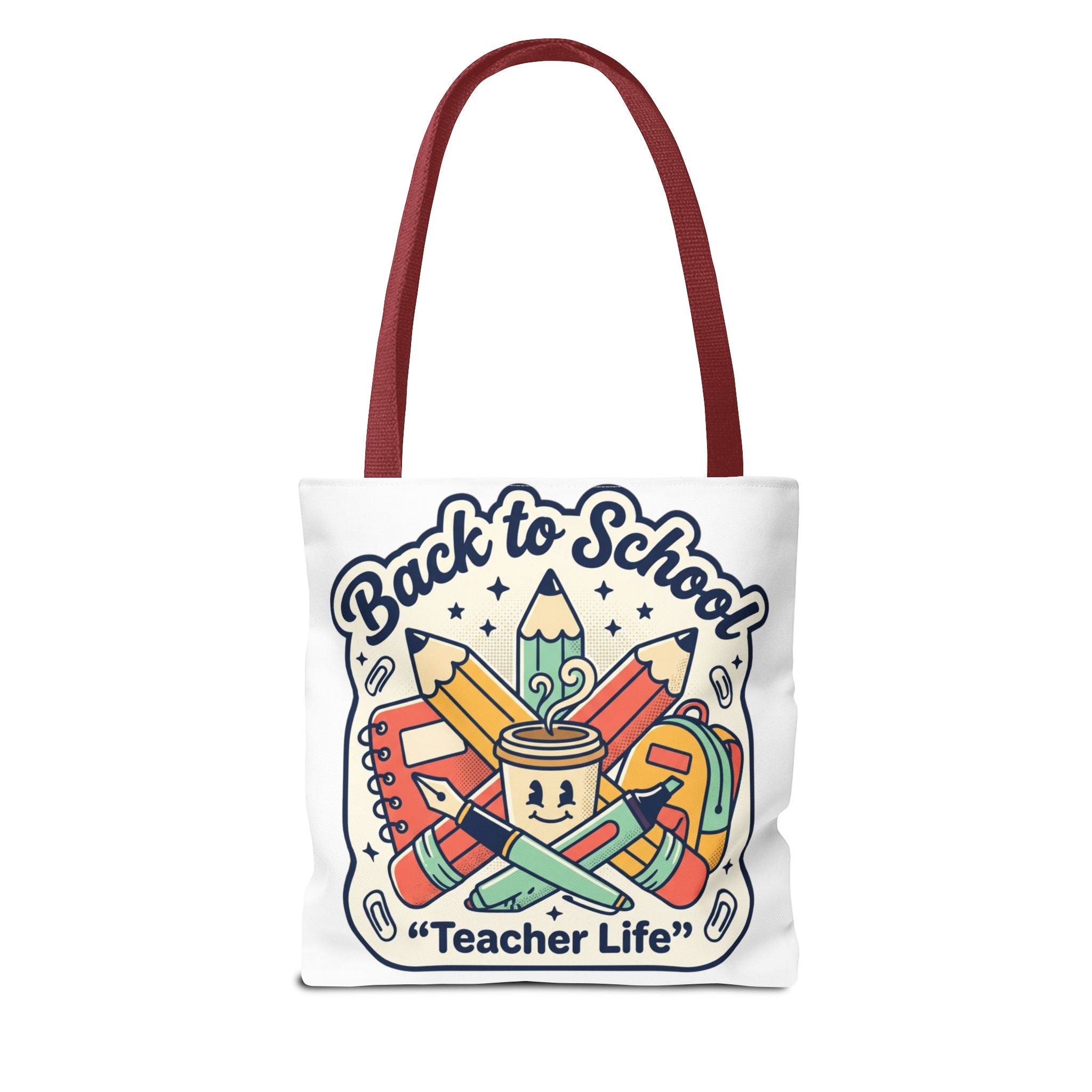 Back to School Teacher Life Tote Bag — Cute Teacher Supplies Print AOP