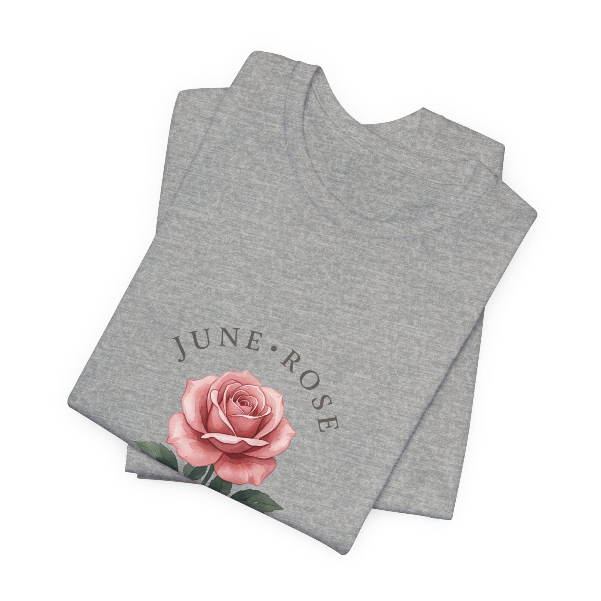 June Rose Birth Month Flower Tee | Botanical Watercolor, Personalized Name
