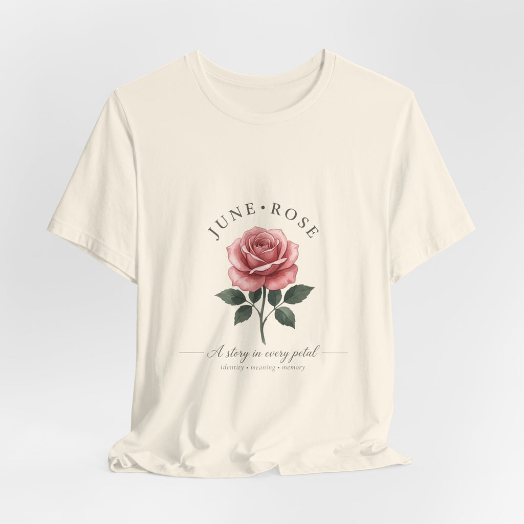 June Rose Birth Month Flower Tee | Botanical Watercolor, Personalized Name