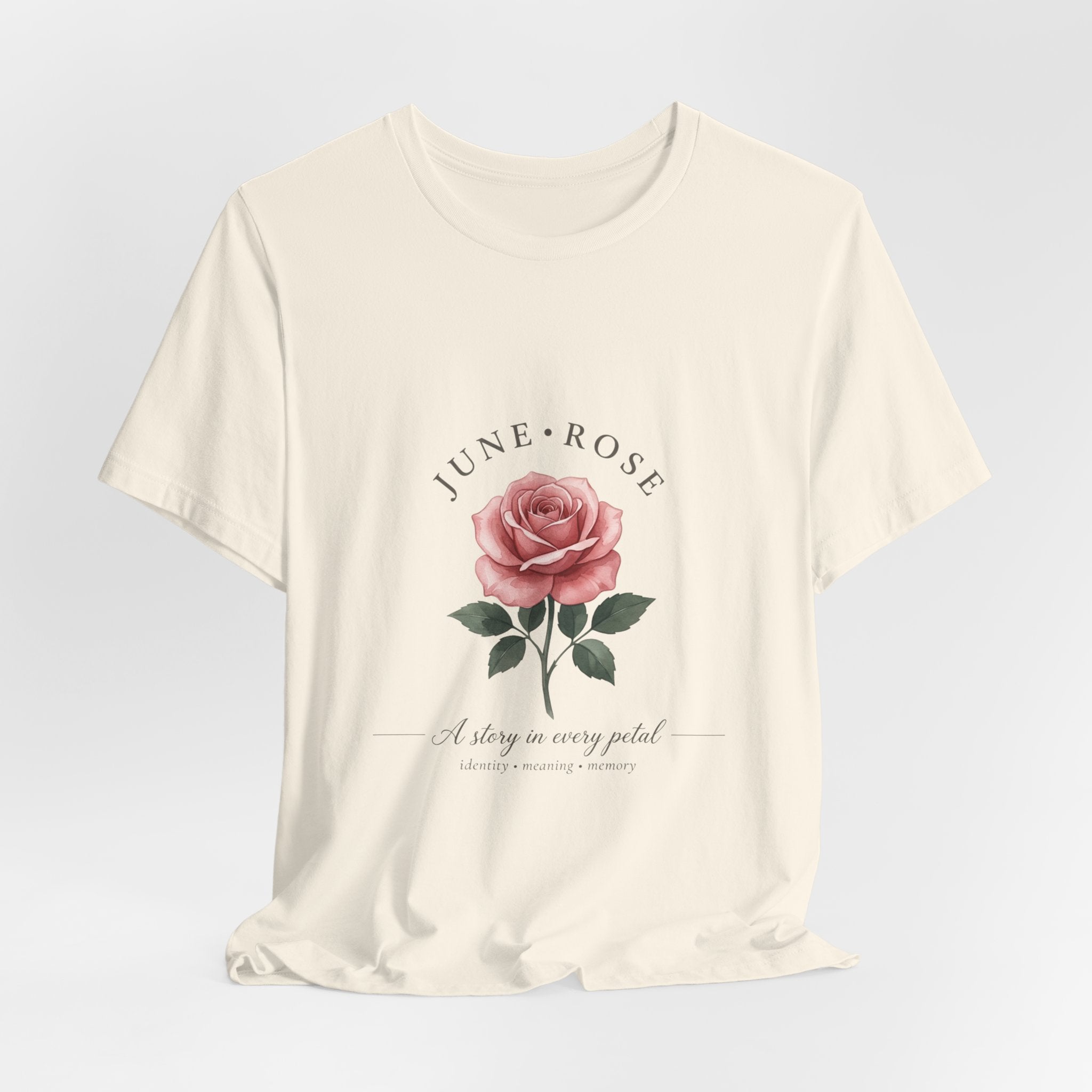 June Rose Birth Month Flower Tee | Botanical Watercolor, Personalized Name