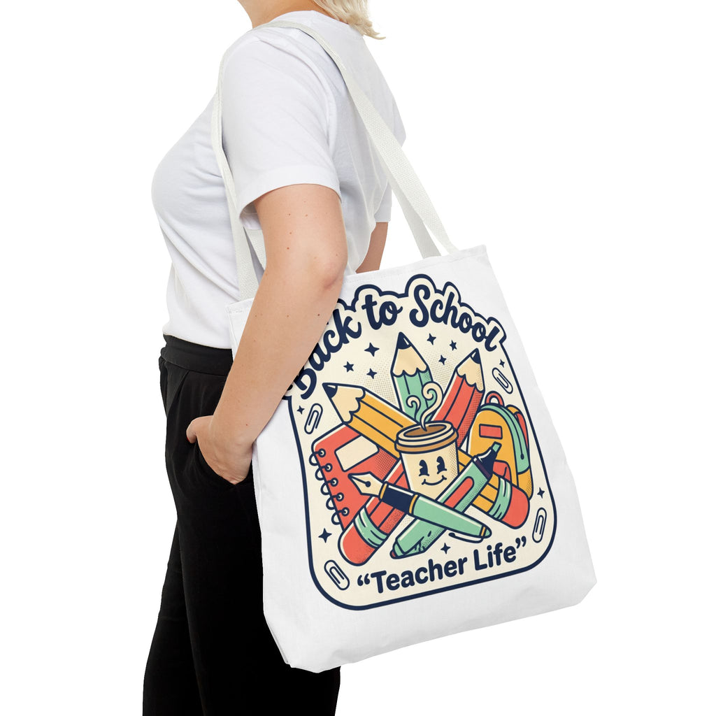 Back to School Teacher Life Tote Bag — Cute Teacher Supplies Print AOP