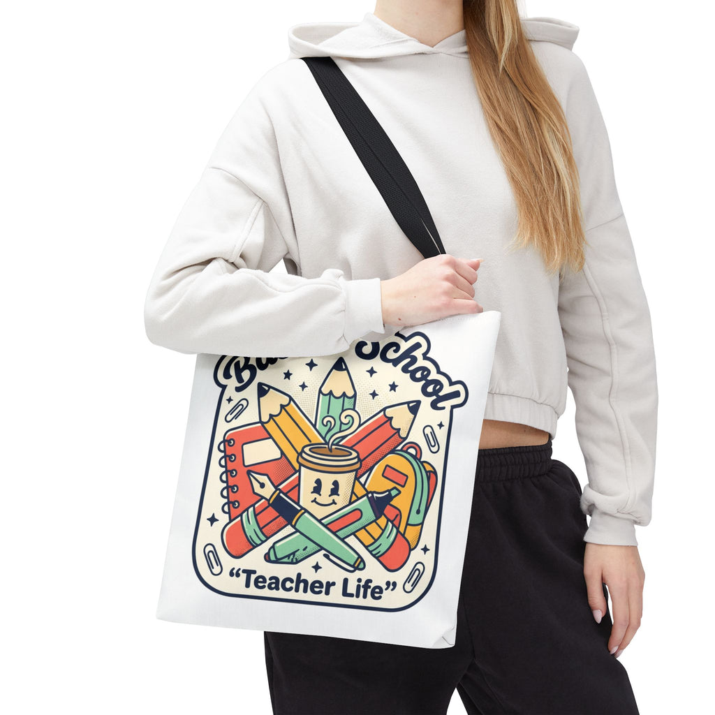Back to School Teacher Life Tote Bag — Cute Teacher Supplies Print AOP