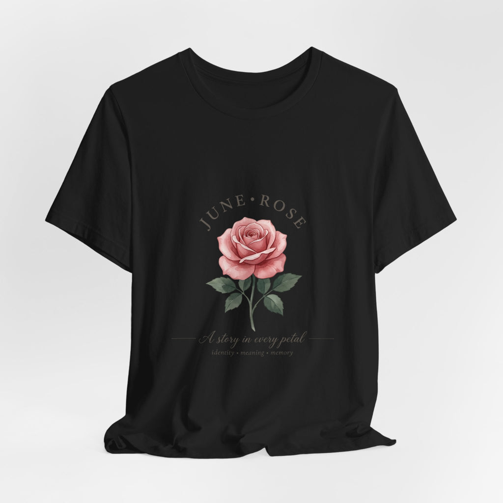 June Rose Birth Month Flower Tee | Botanical Watercolor, Personalized Name