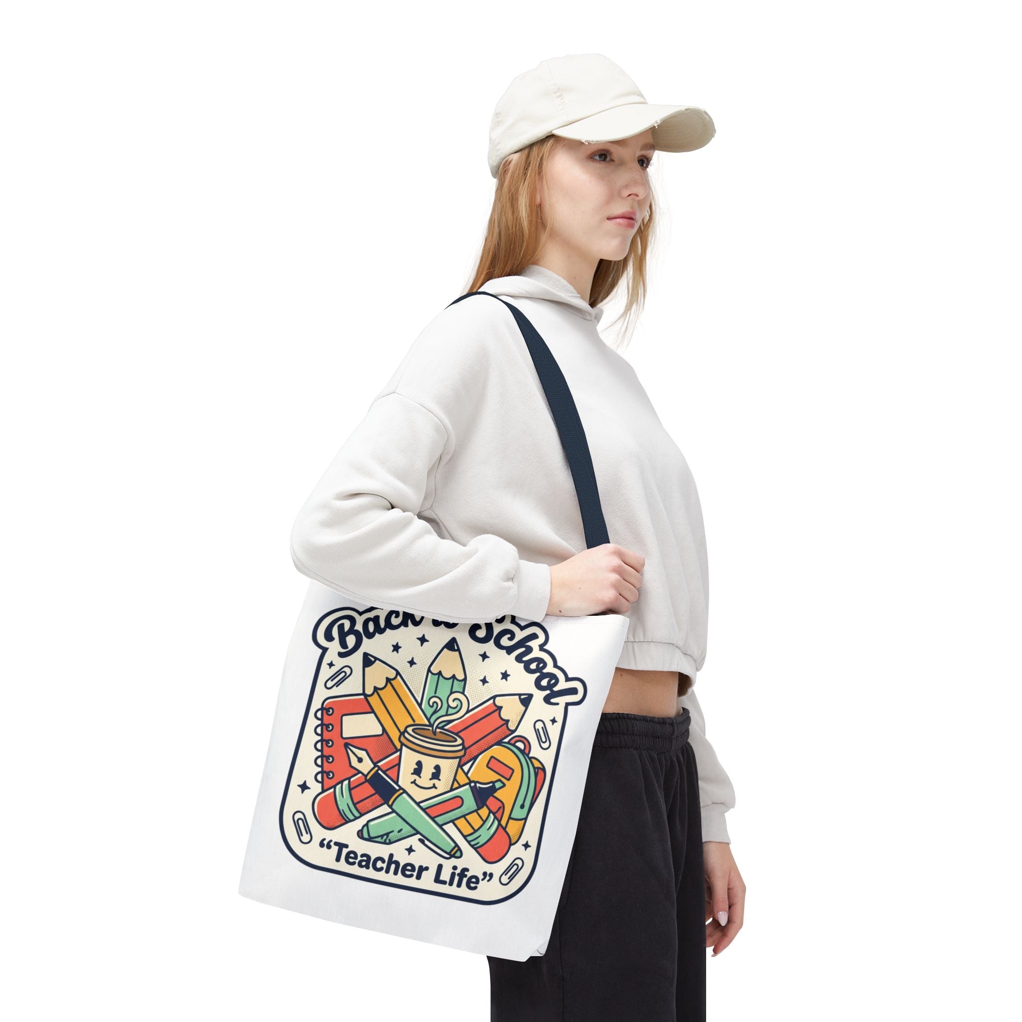 Back to School Teacher Life Tote Bag — Cute Teacher Supplies Print AOP