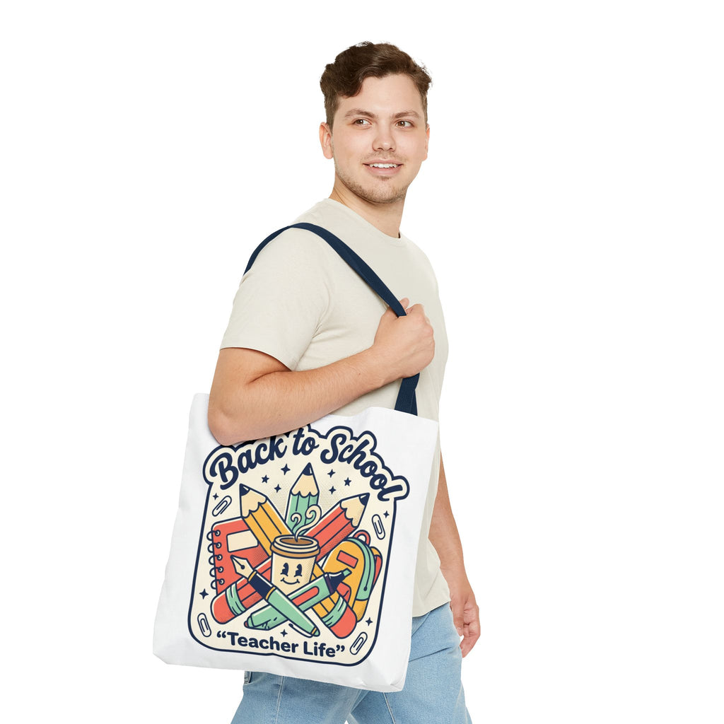 Back to School Teacher Life Tote Bag — Cute Teacher Supplies Print AOP