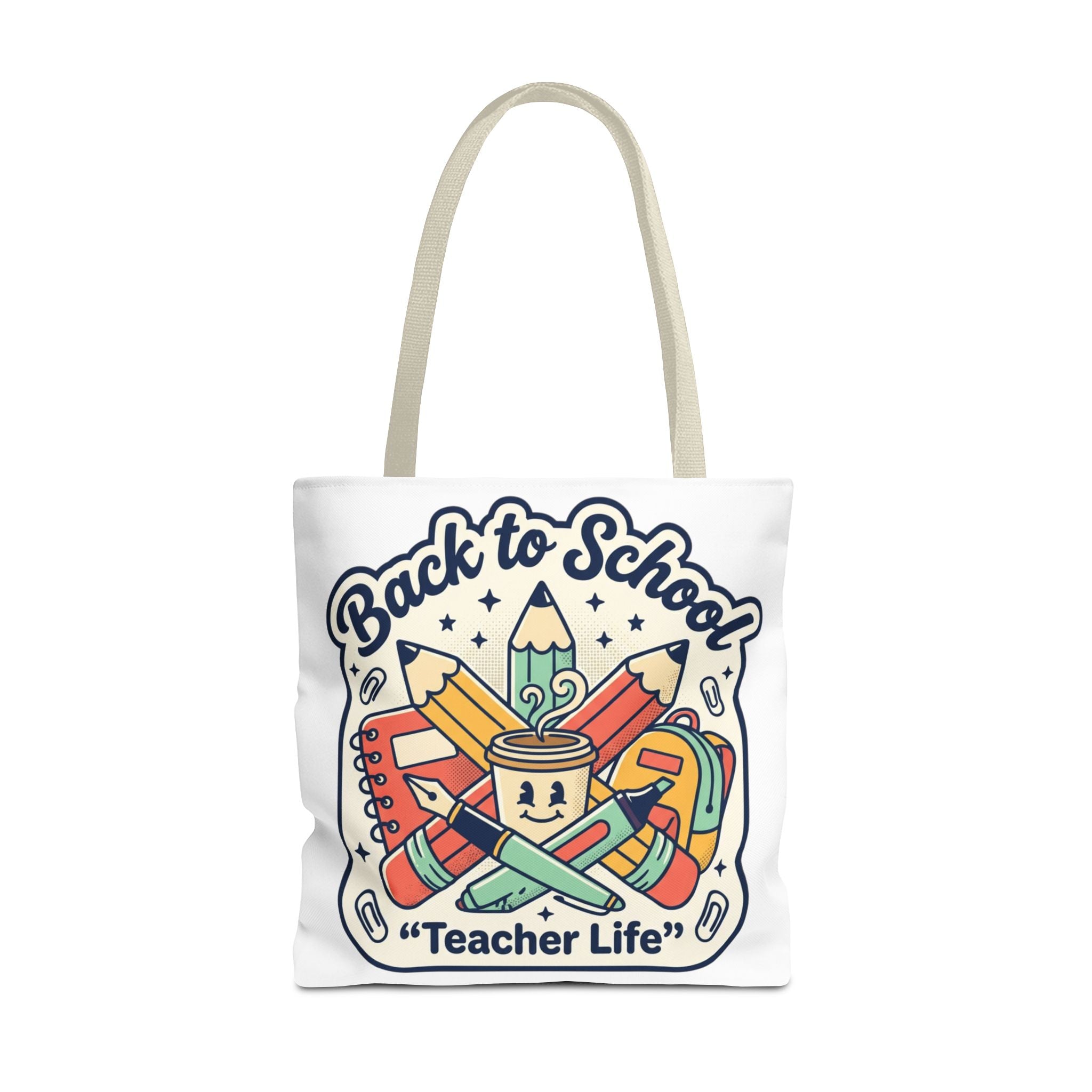 Back to School Teacher Life Tote Bag — Cute Teacher Supplies Print AOP