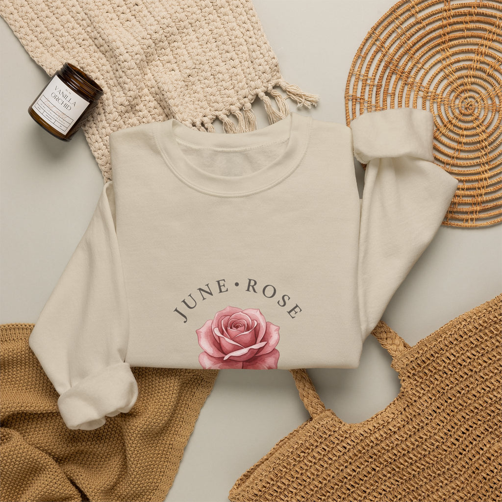 June Rose Birth Month Sweatshirt | Birth Flower, Botanical Watercolor