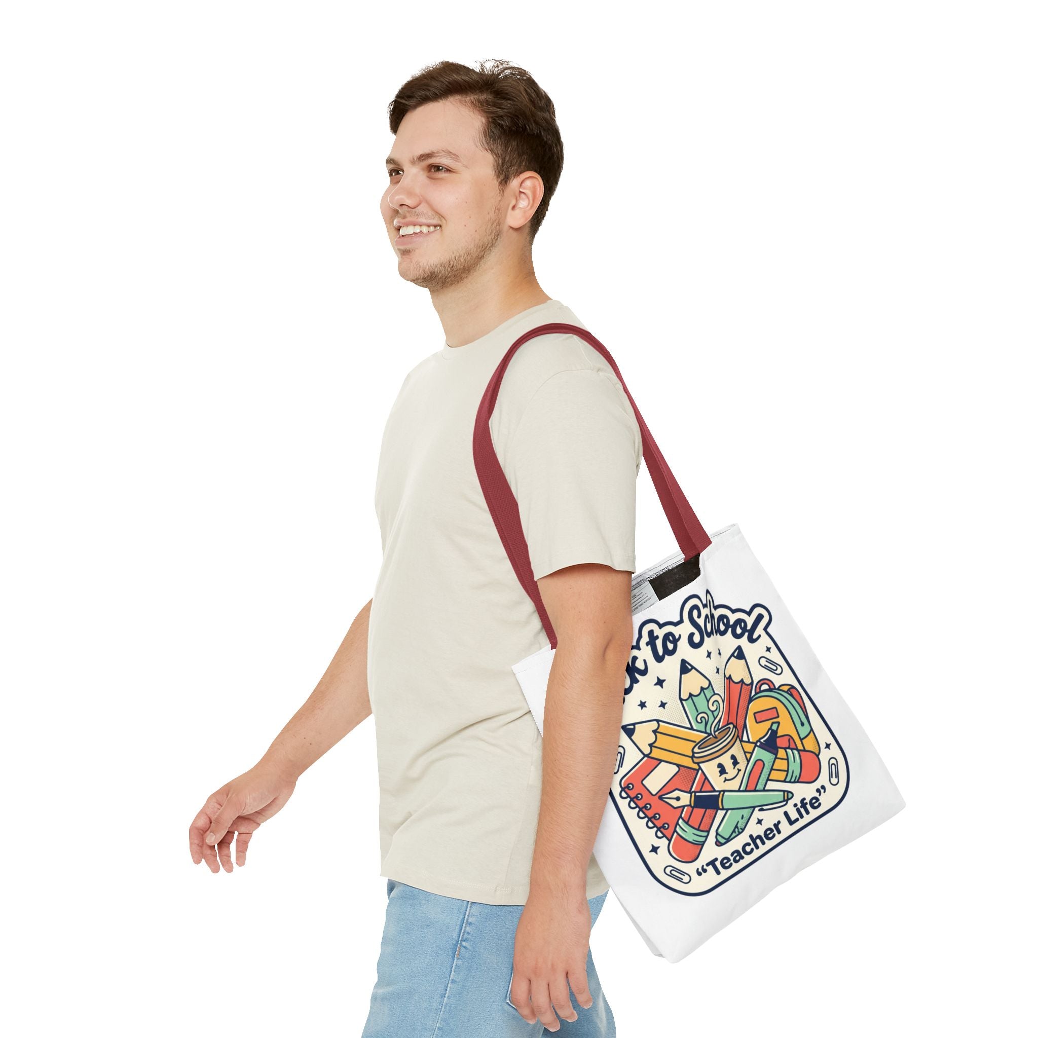 Back to School Teacher Life Tote Bag — Cute Teacher Supplies Print AOP