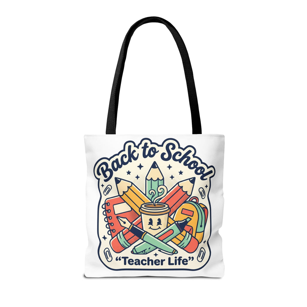 Back to School Teacher Life Tote Bag — Cute Teacher Supplies Print AOP