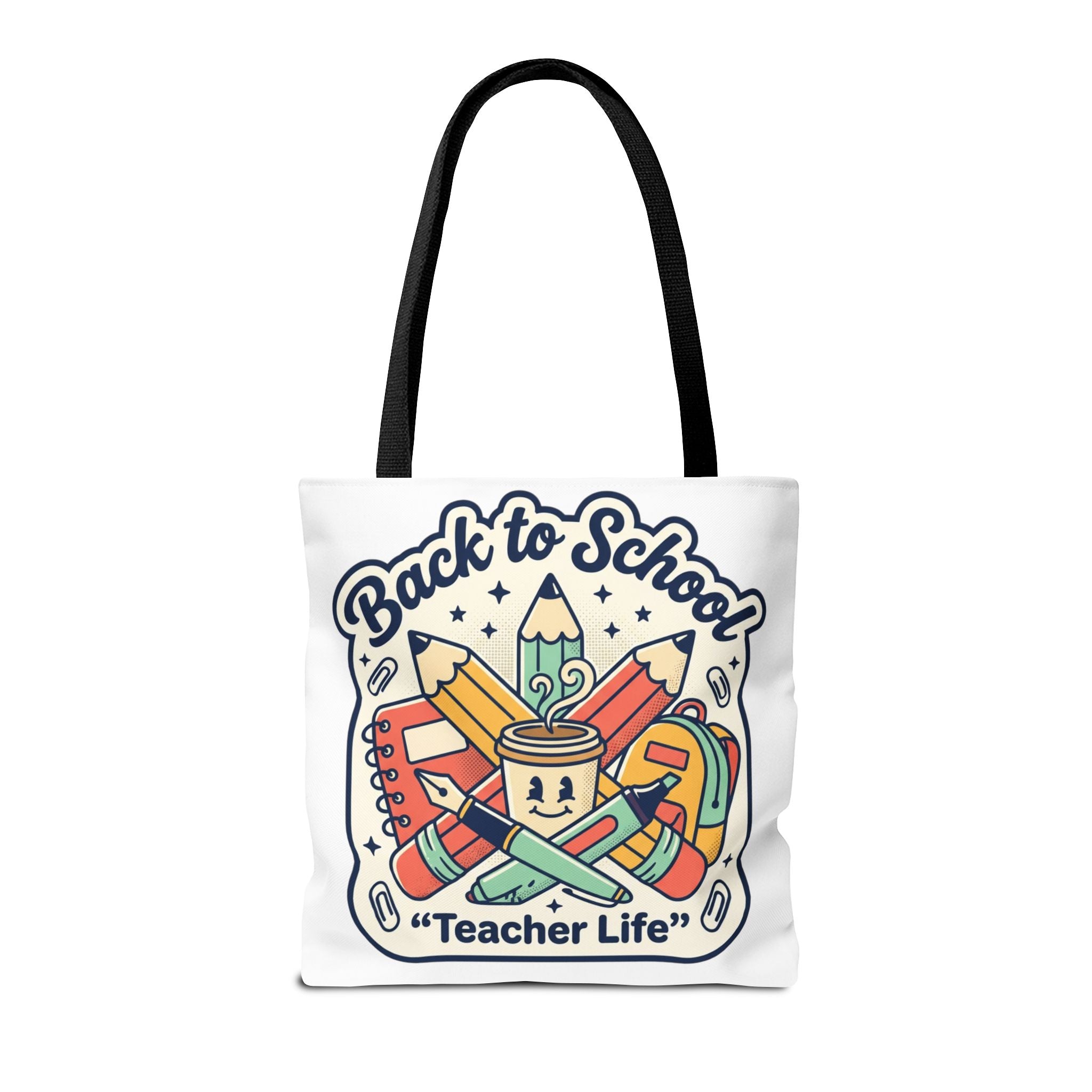 Back to School Teacher Life Tote Bag — Cute Teacher Supplies Print AOP
