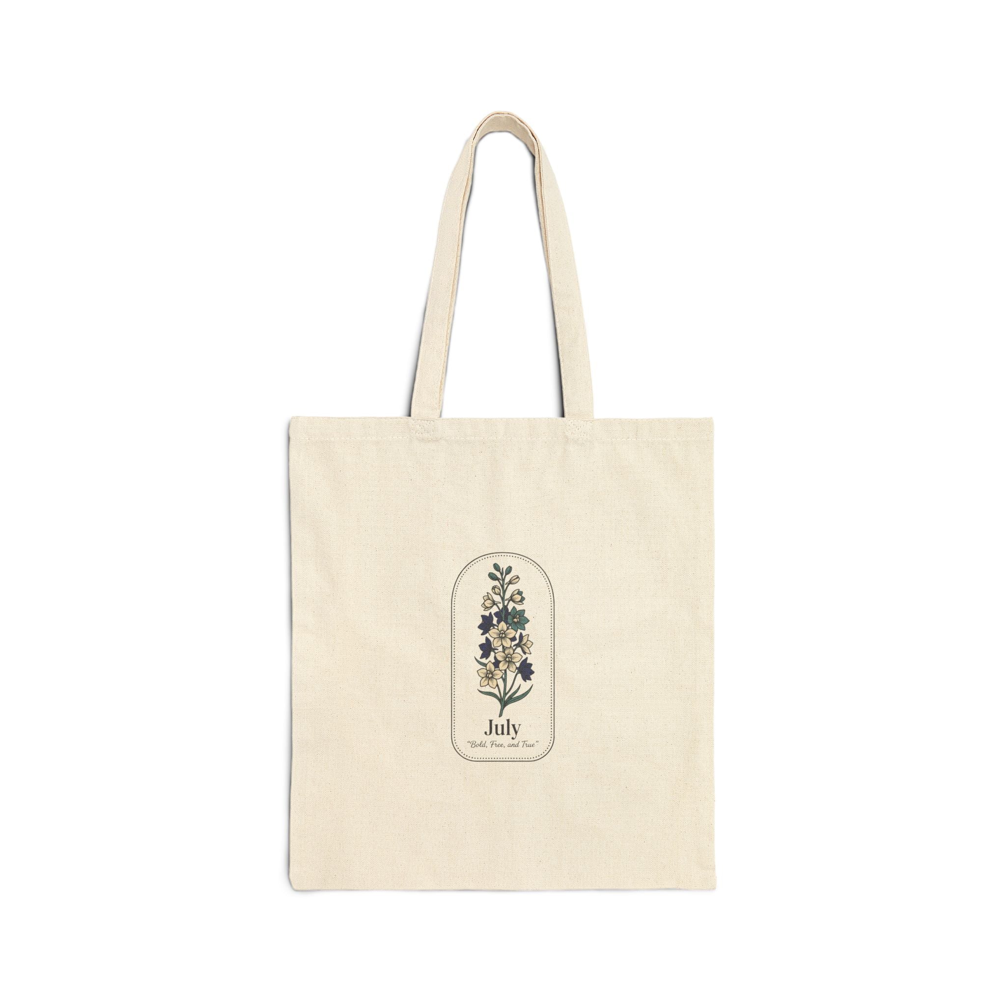 July Birth Flower Tote | Botanical Watercolor, Personalized Name