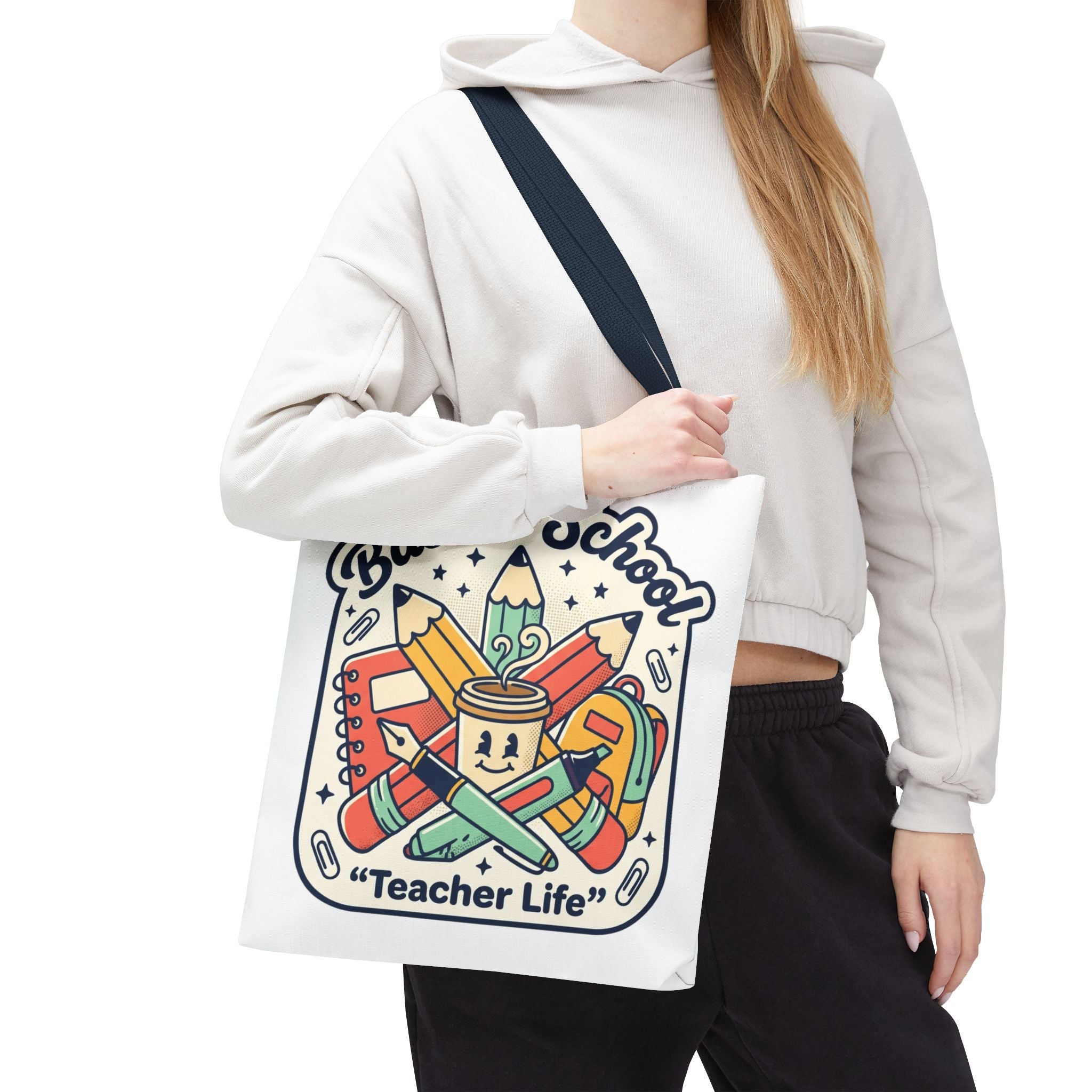 Back to School Teacher Life Tote Bag — Cute Teacher Supplies Print AOP