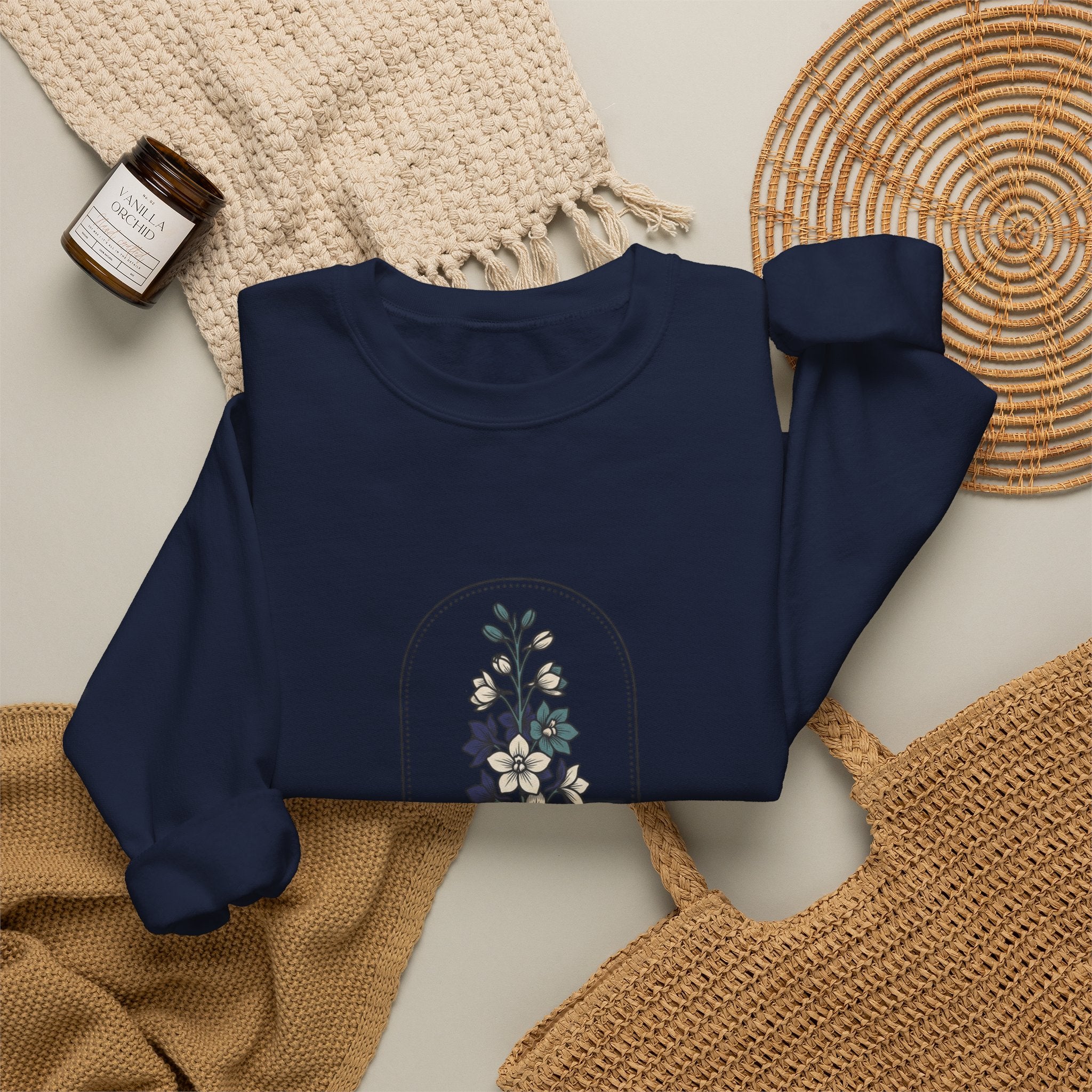 July Birth Month Flower Sweatshirt | Botanical Watercolor, Personalized