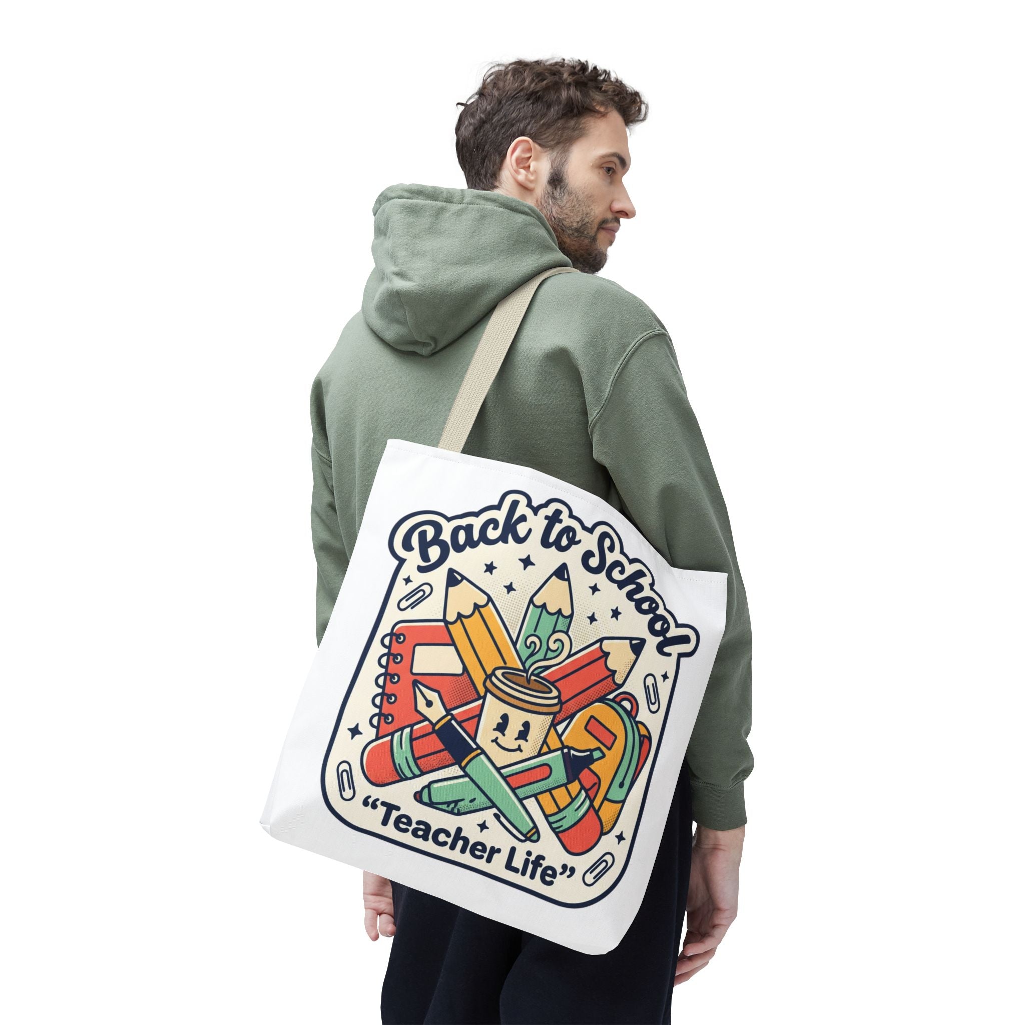 Back to School Teacher Life Tote Bag — Cute Teacher Supplies Print AOP