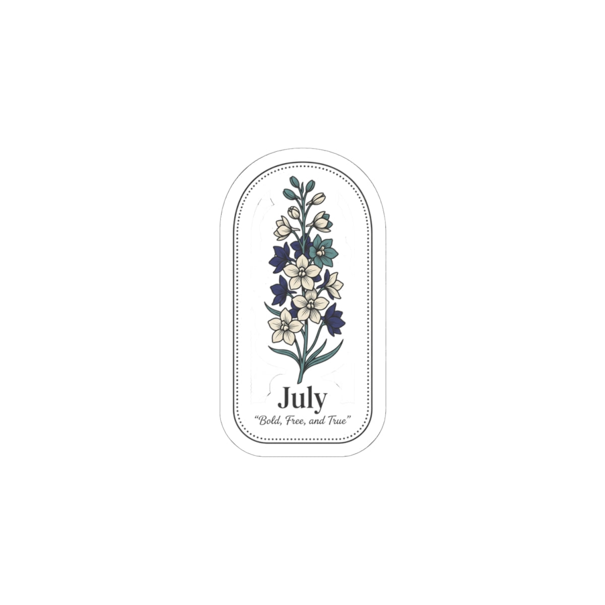 July Birth Flower Kiss-Cut Sticker | botanical line art, personalized name option