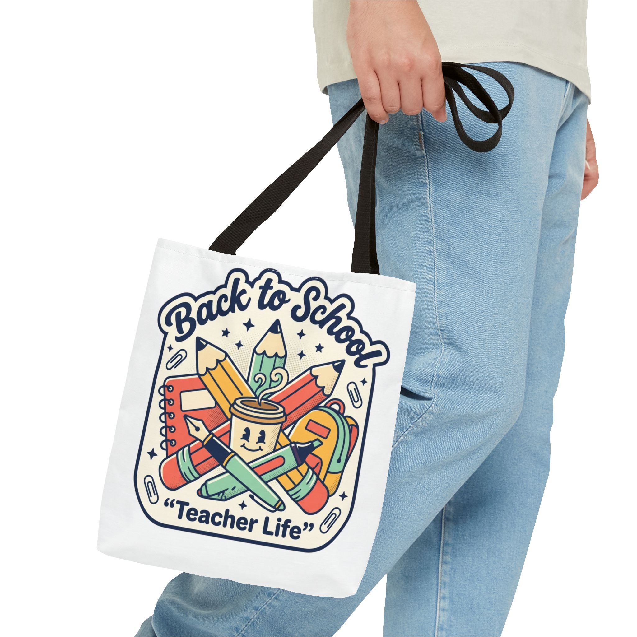 Back to School Teacher Life Tote Bag — Cute Teacher Supplies Print AOP
