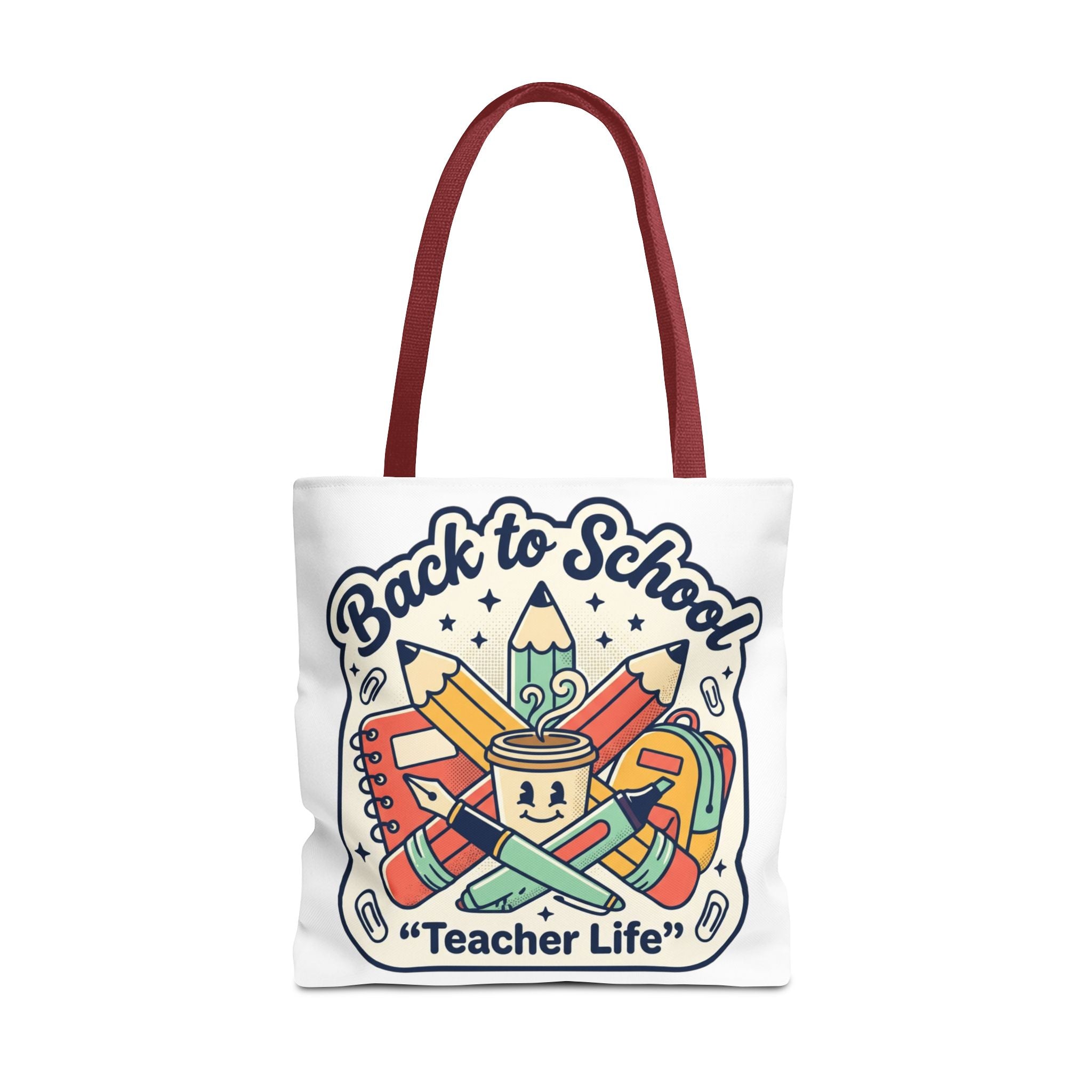 Back to School Teacher Life Tote Bag — Cute Teacher Supplies Print AOP
