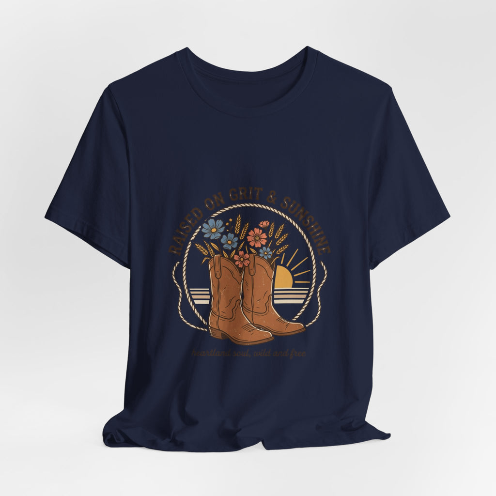 Raised on Grit & Sunshine Tee | Western Cowgirl Ranch Rustic Prairie