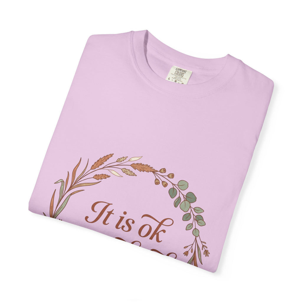 Inspirational Tee — “It Is Ok Not To Be Ok” Floral Wreath Mental Health T-Shirt
