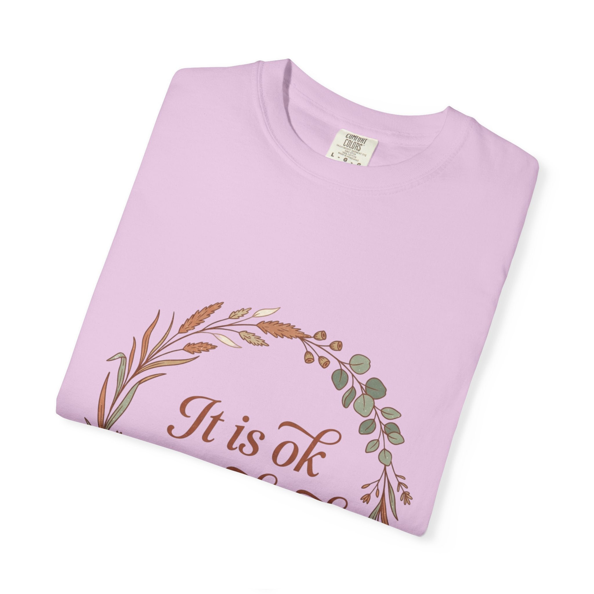 Inspirational Tee — “It Is Ok Not To Be Ok” Floral Wreath Mental Health T-Shirt