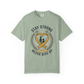 Stay Strong Never Give Up T-Shirt — Childhood Cancer Awareness Ribbon Tee
