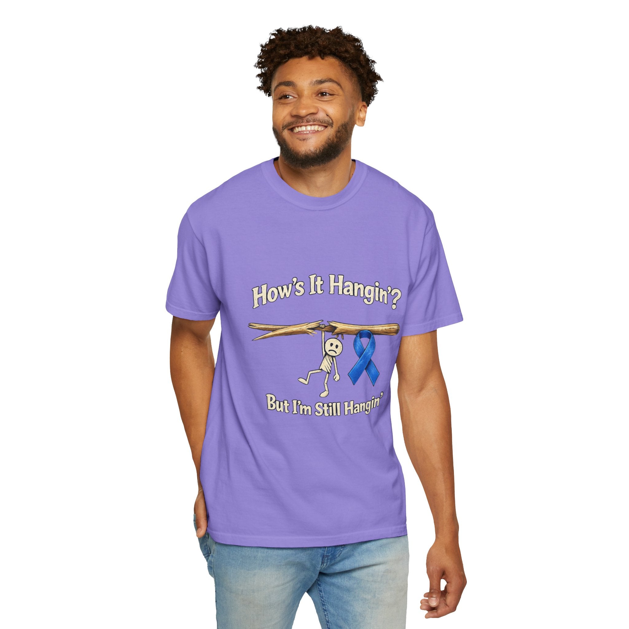 T‑Shirt — 'How's It Hangin'? But I'm Still Hangin' — Support Blue Ribbon Awareness Tee