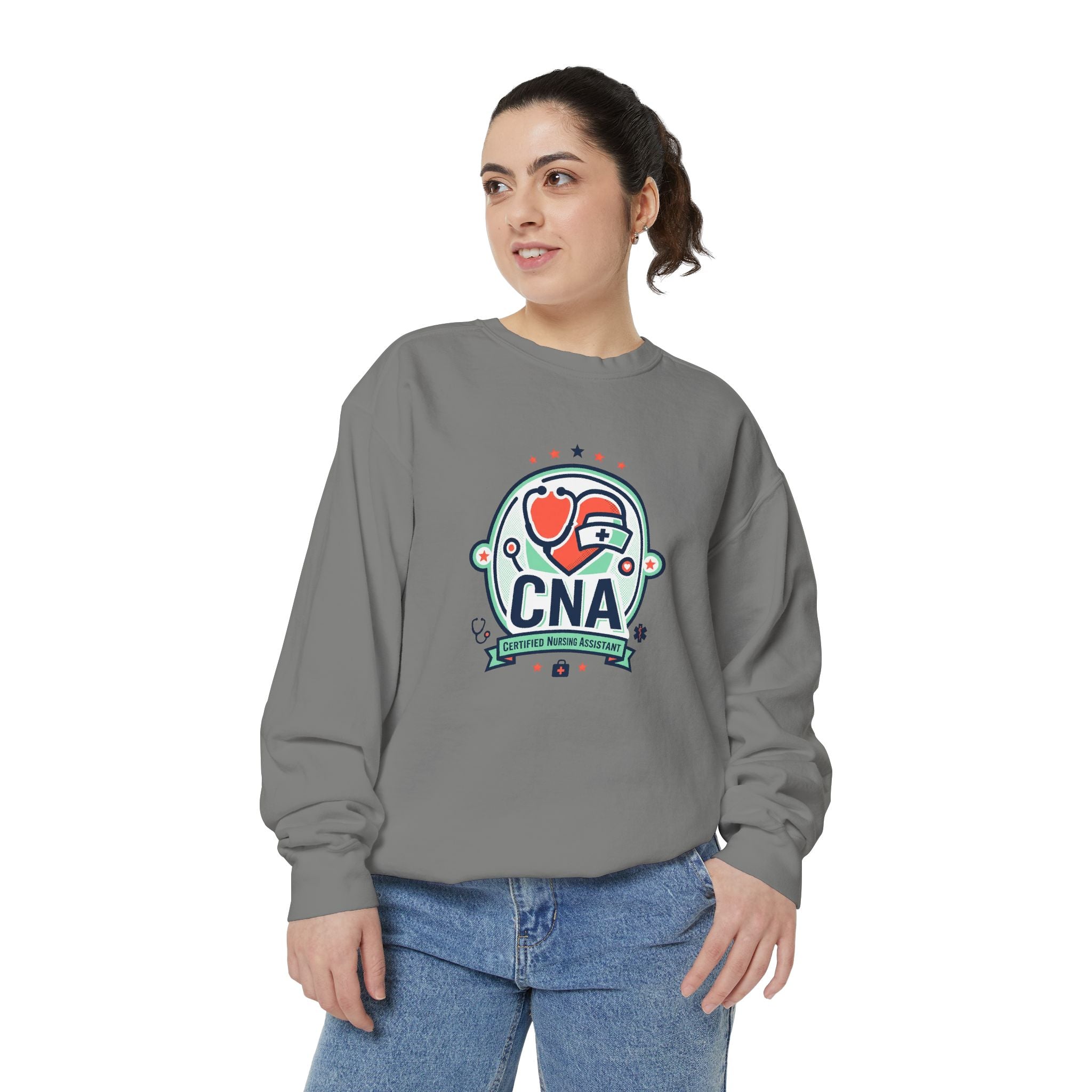 CNA Heart Stethoscope Sweatshirt — Certified Nursing Assistant Crewneck