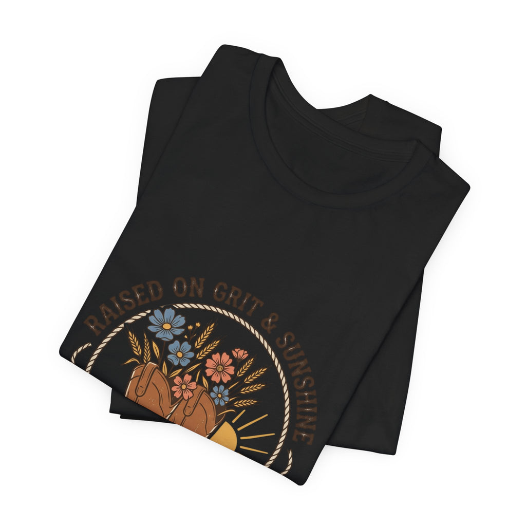 Raised on Grit & Sunshine Tee | Western Cowgirl Ranch Rustic Prairie