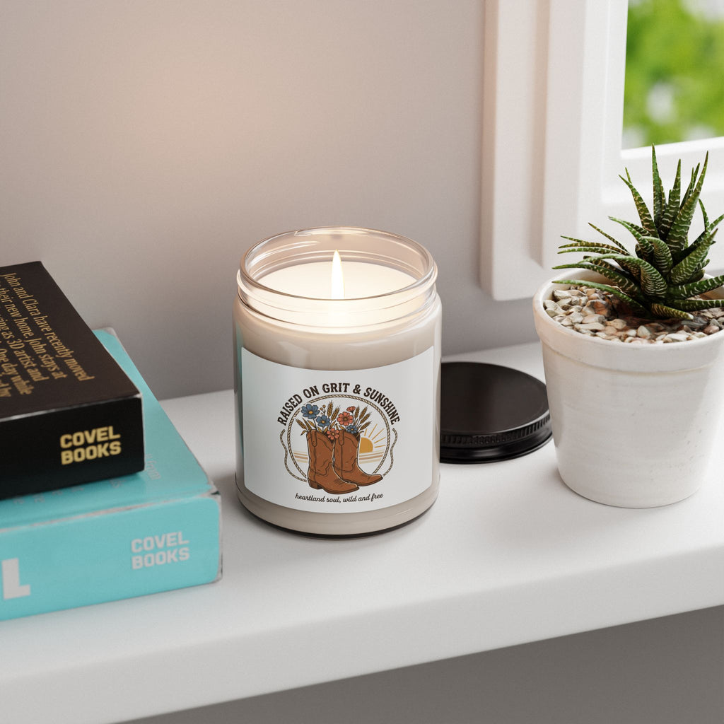 Raised on Grit & Sunshine Candle, Rustic Western Cowgirl Soy Candle