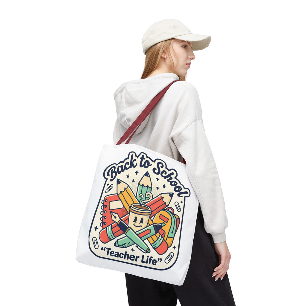 Back to School Teacher Life Tote Bag — Cute Teacher Supplies Print AOP
