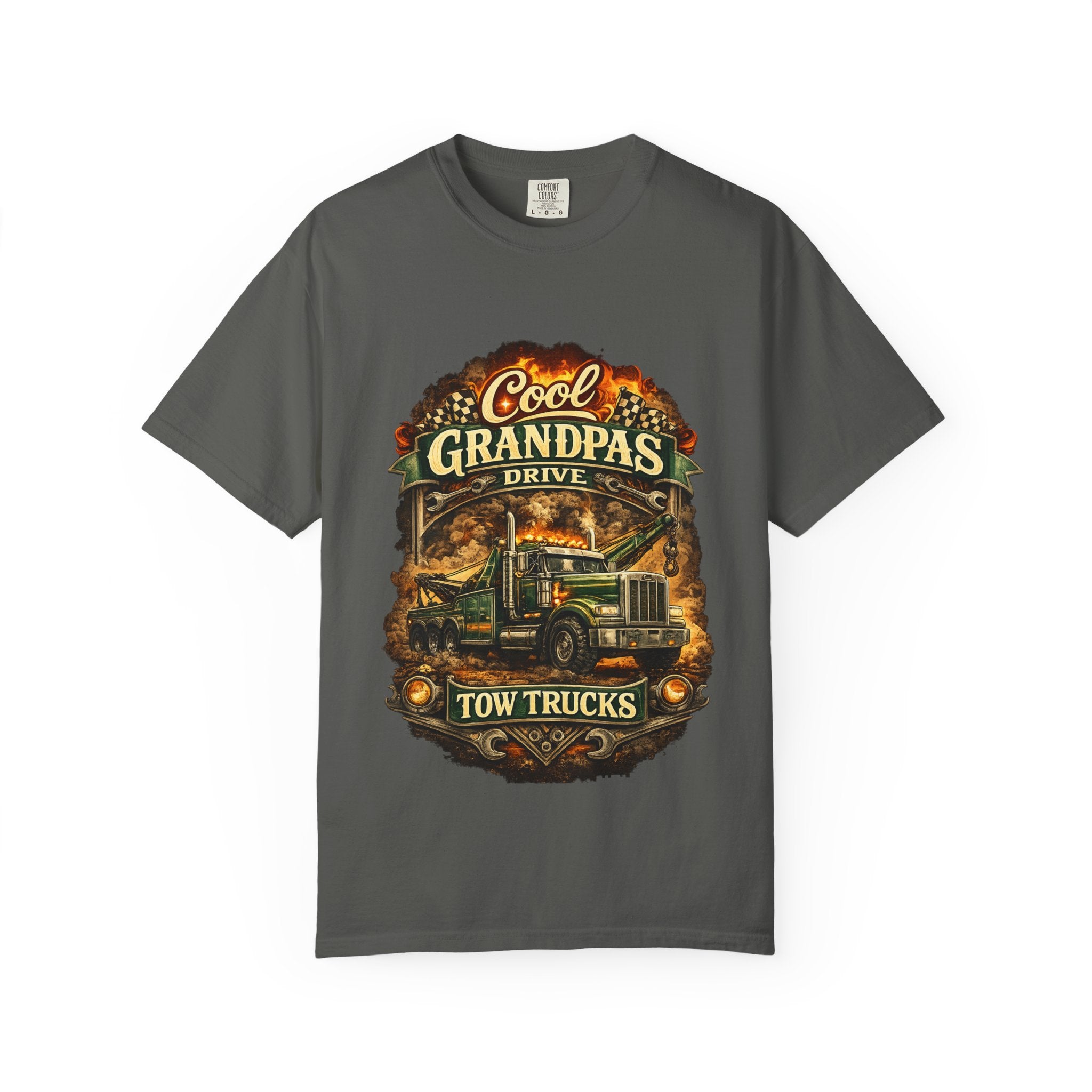 Cool Grandpas Drive Tow Trucks T-Shirt — Vintage Truck Graphic Tee for Grandfather