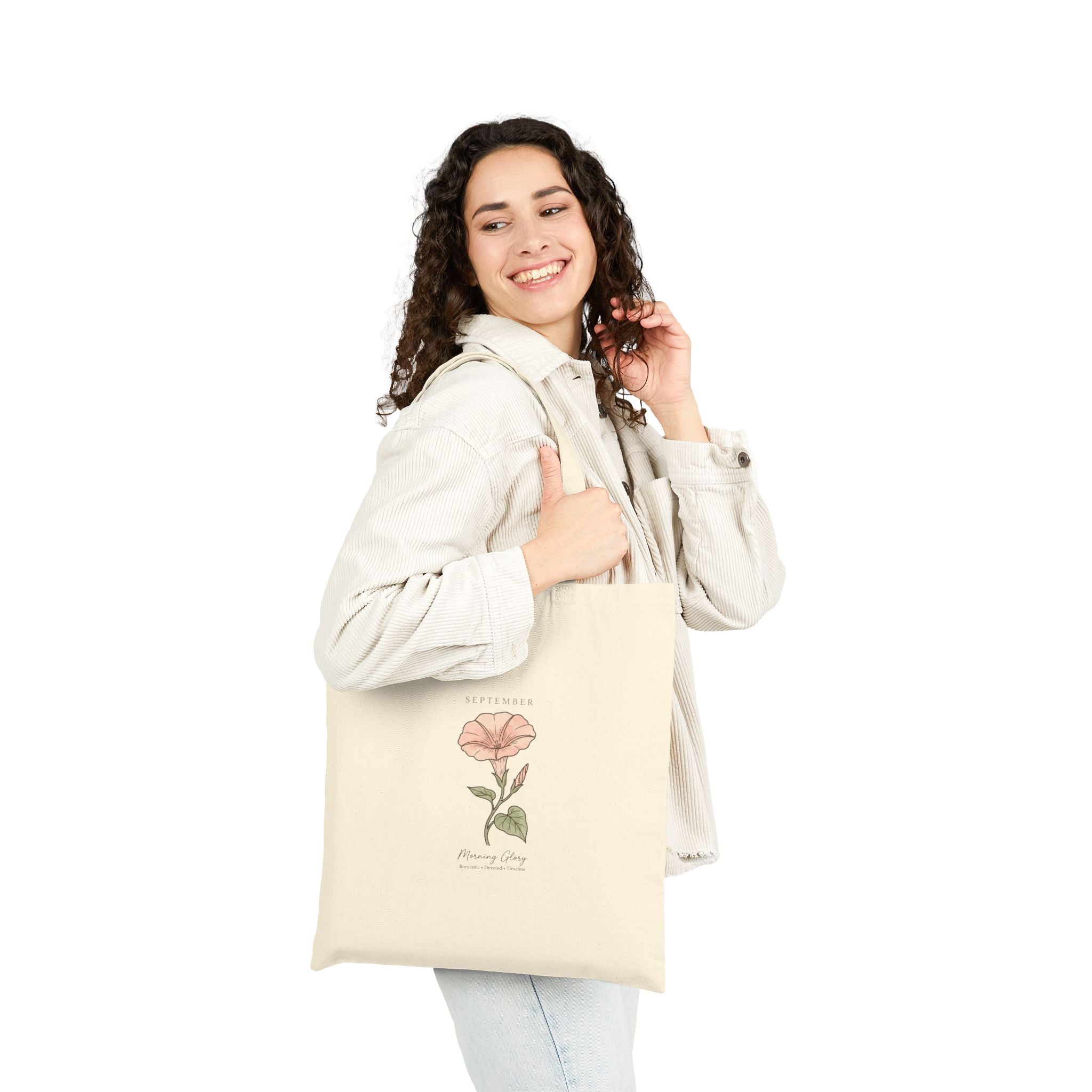 AUGUST Birth Flower Tote, Botanical Watercolor Poppy, Personalized Name