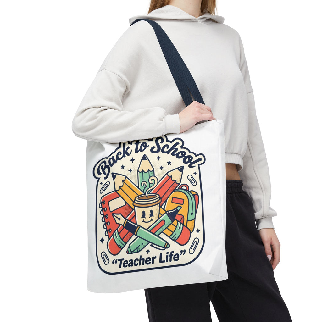 Back to School Teacher Life Tote Bag — Cute Teacher Supplies Print AOP