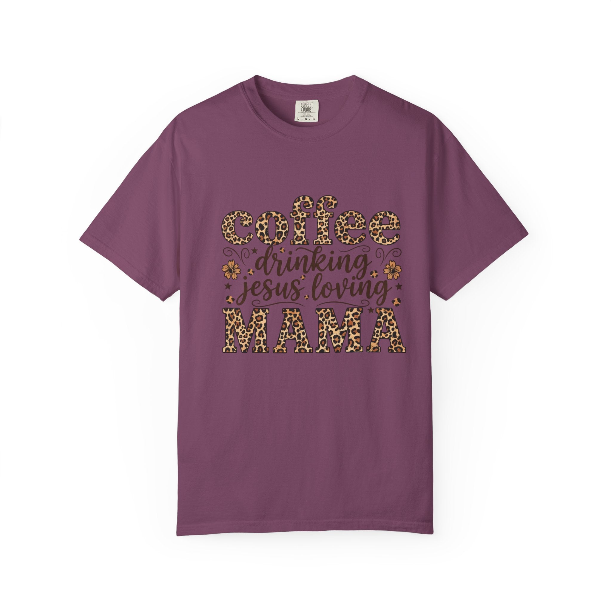 Coffee-Drinking Jesus-Loving Mama T-Shirt — Leopard Print Mom Tee