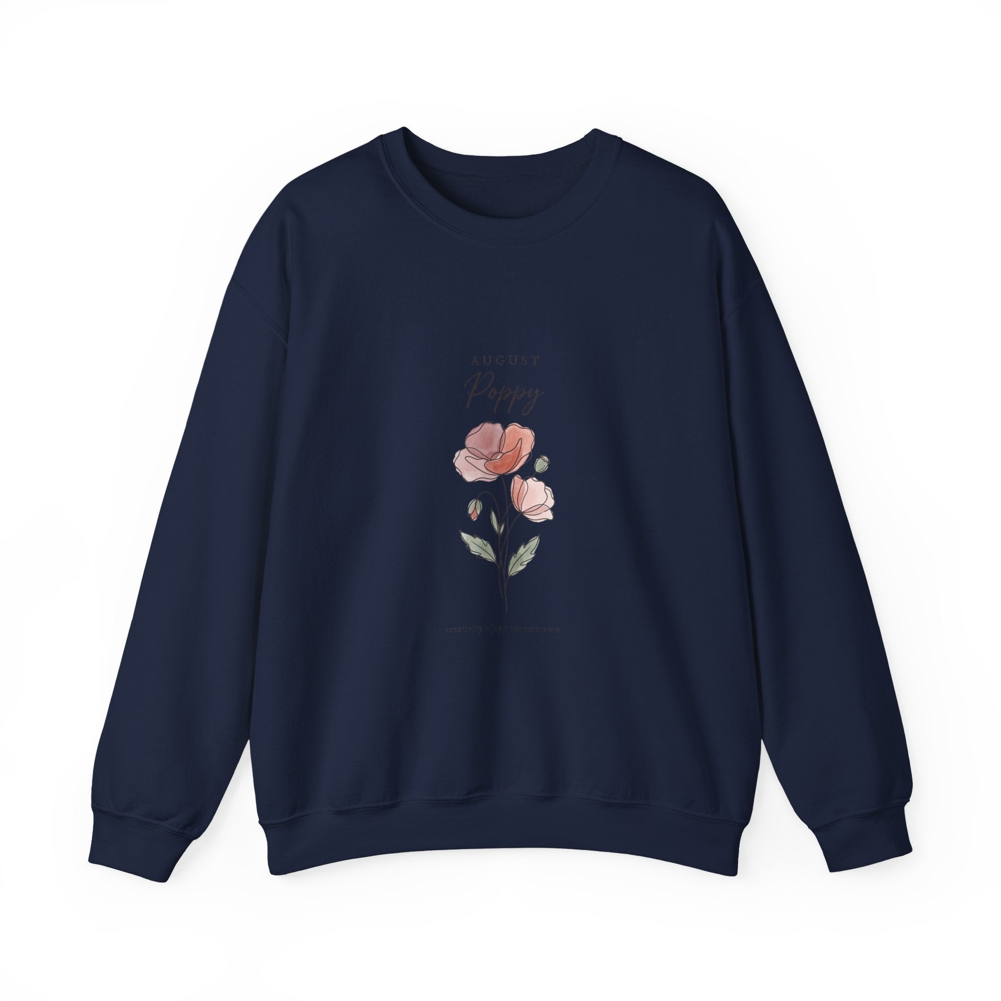 August Poppy Birth Flower Sweatshirt | botanical watercolor, personalized name